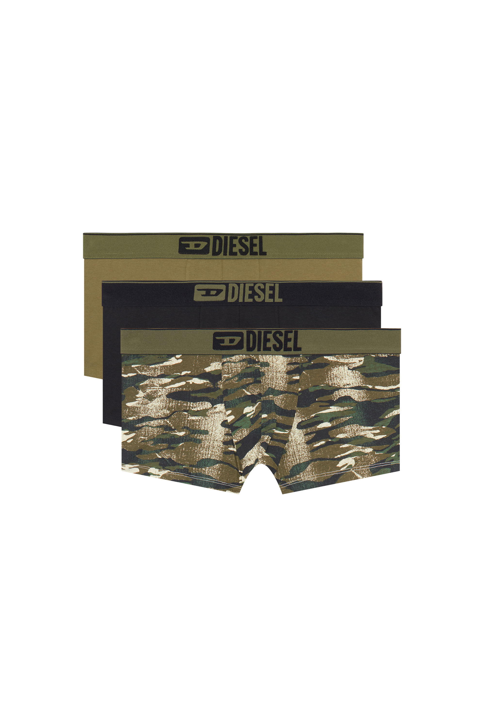 Diesel - UMBX-DAMIENTHREEPACK, Man 3-pack boxer briefs plain and camo in Green - Image 4