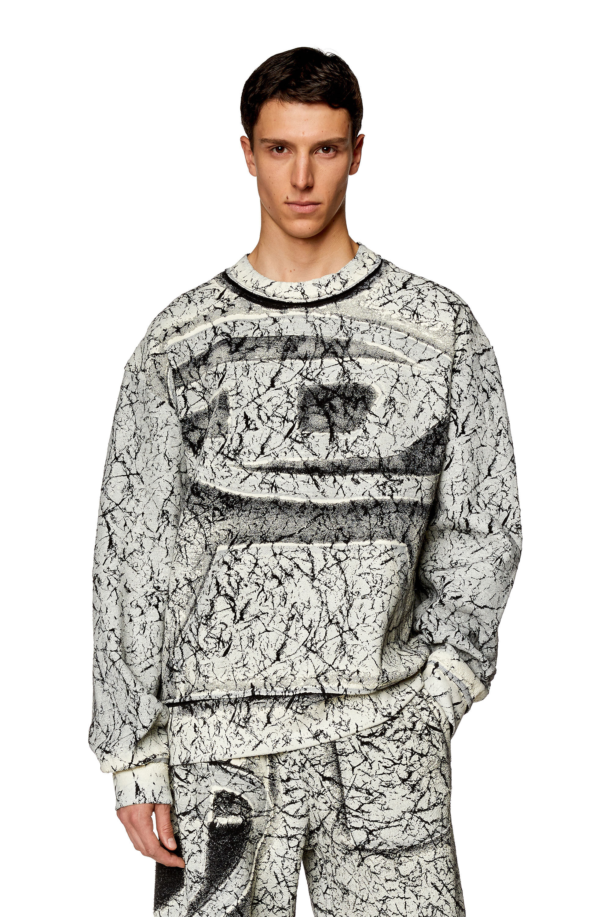 Diesel - S-MACOVAL, Man Sweatshirt with cracked coating in Multicolor - Image 3