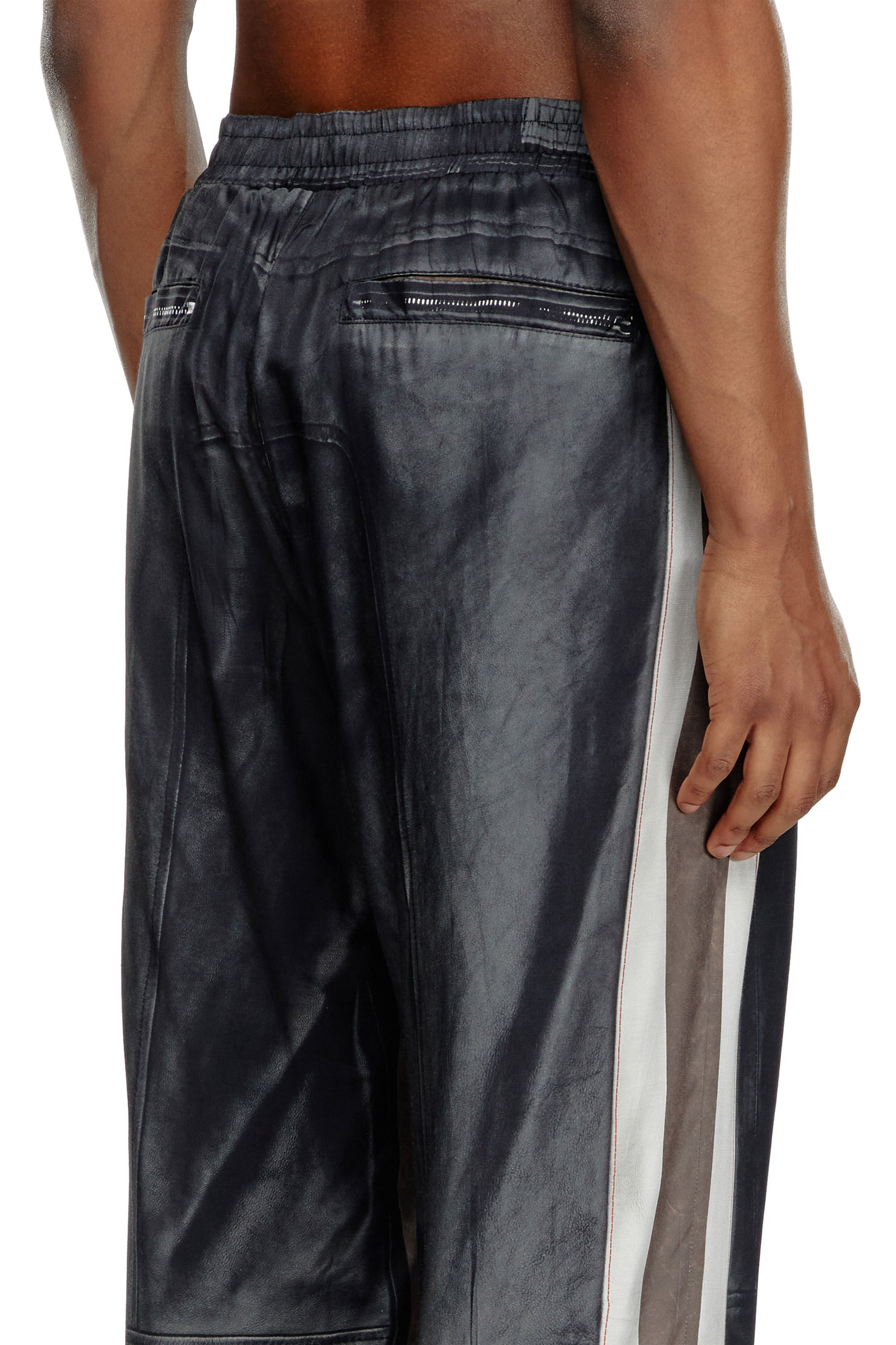 Diesel - P-AFTER, Man Viscose pants with leather-effect print in Black - Image 5
