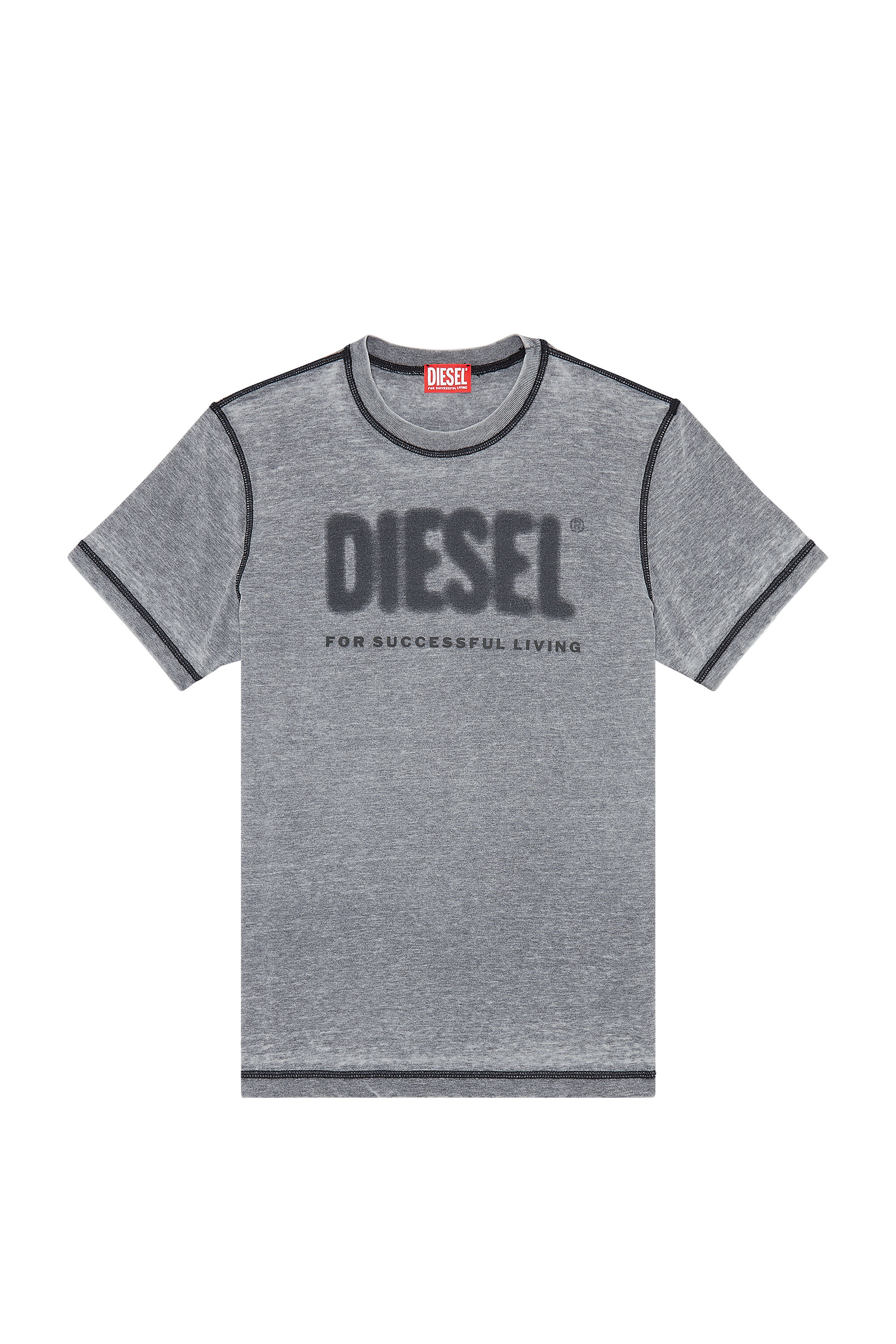 Diesel - T-DIEGOR-L1, Man T-shirt with burn-out logo in Grey - Image 2