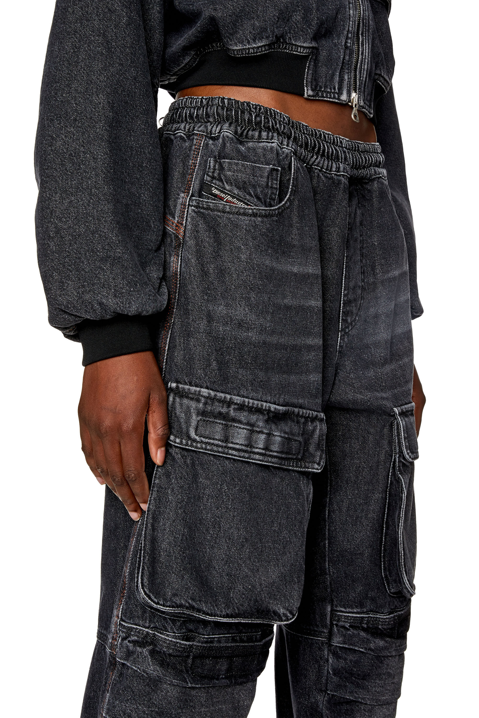 Diesel - Woman Straight Jeans D-Mirt 0HLAA, Black/Dark grey - Image 5