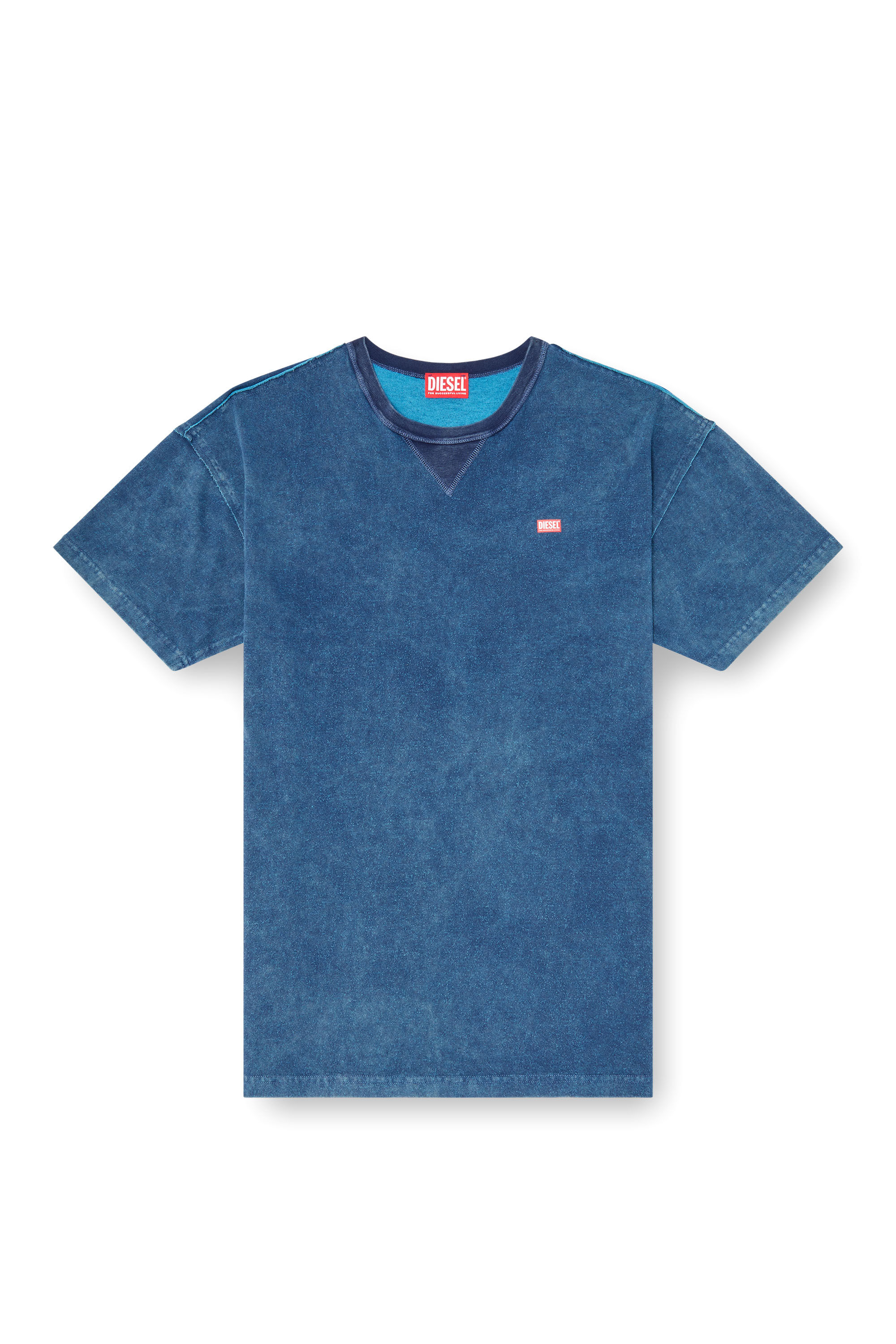 Diesel - T-NORM-RAW, Man's Acid-wash T-shirt with frayed details in Blue - 2