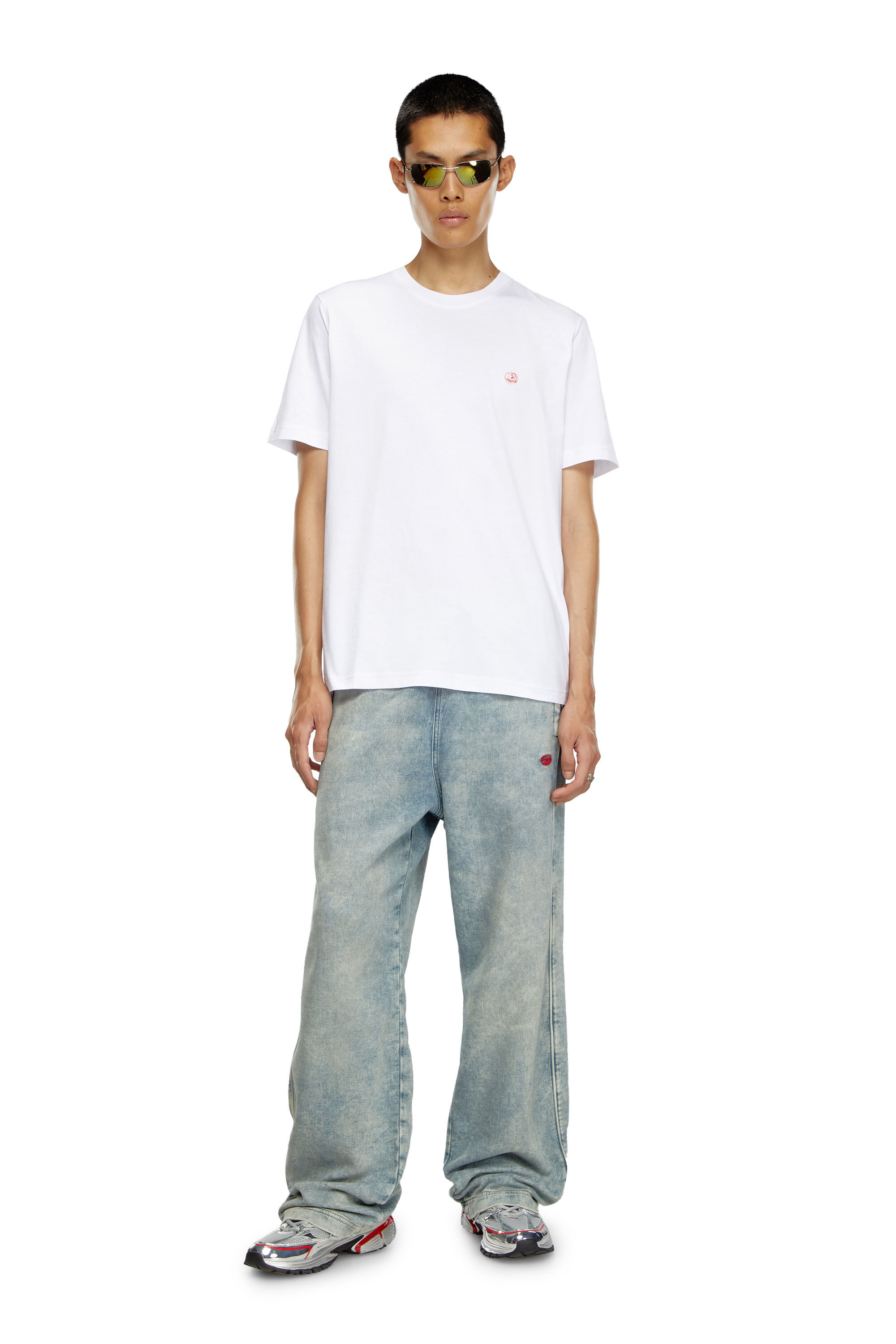 Diesel - T-ADJUST-K17, Man's T-shirt with peephole logo in White - 1