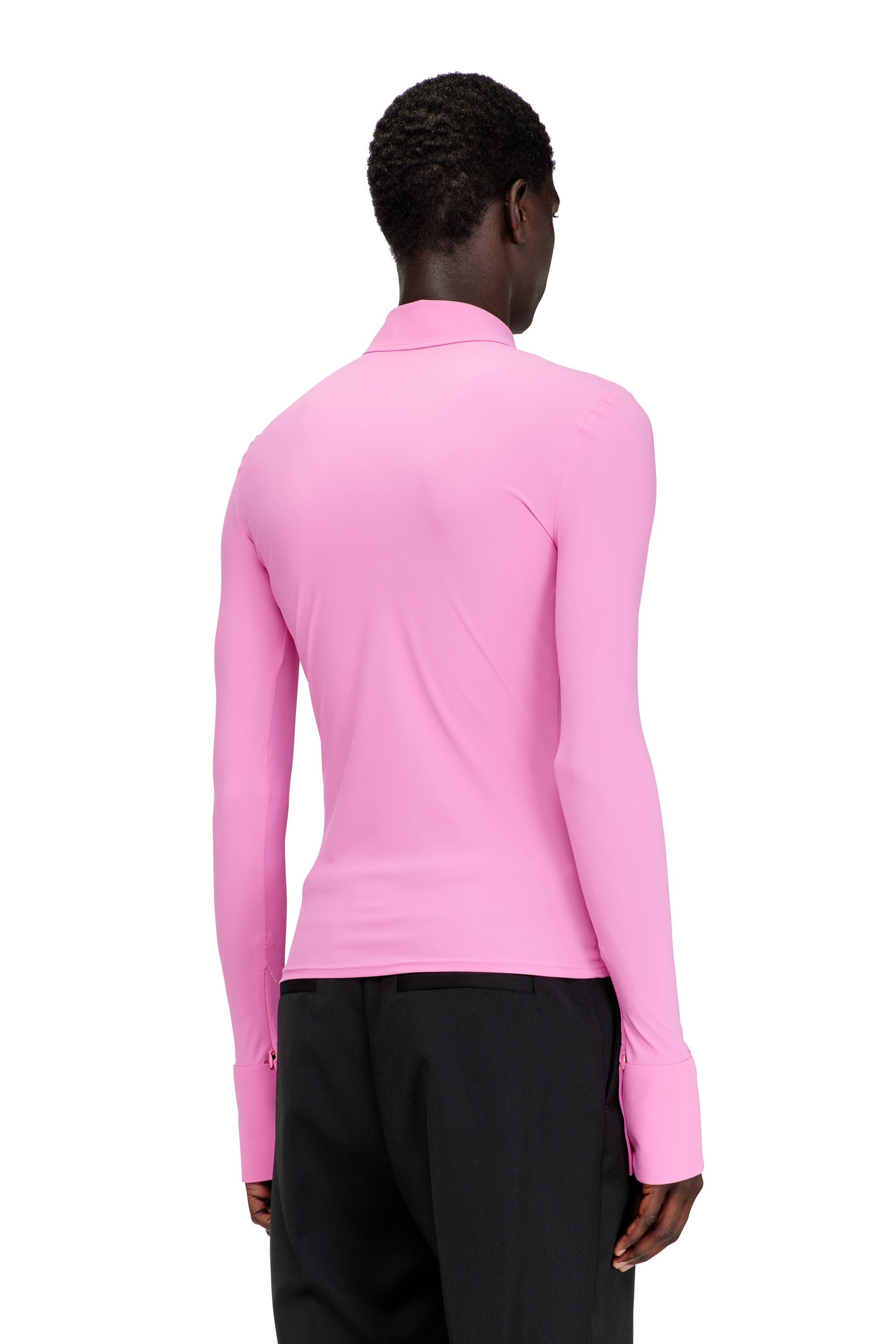 Diesel - S-LOKID, Man's Second-skin zip shirt in Lycra in Pink - 4