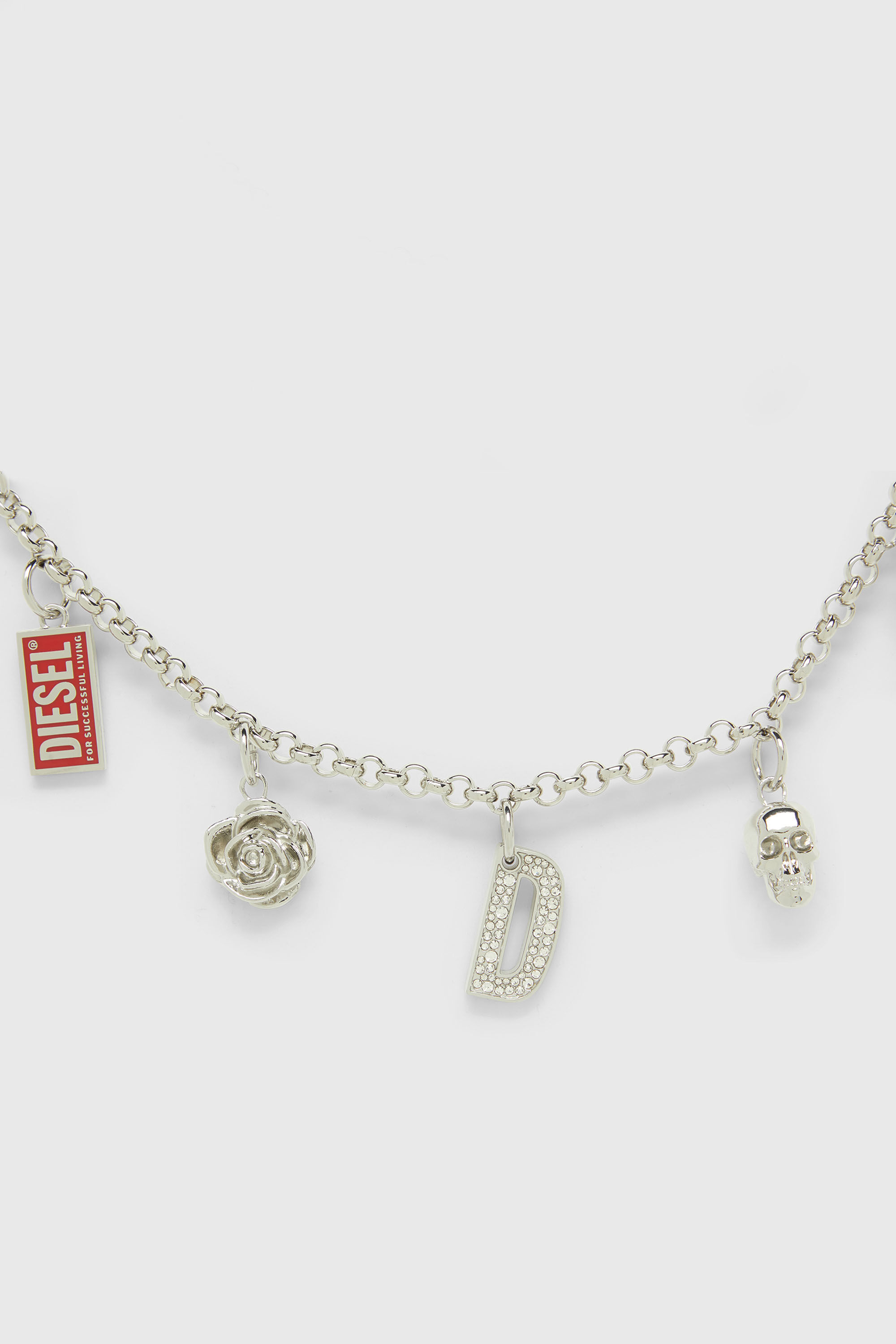 Diesel - CHAIN-D II S, Woman's Metal chain charm with iconic pendants in Silver - 3