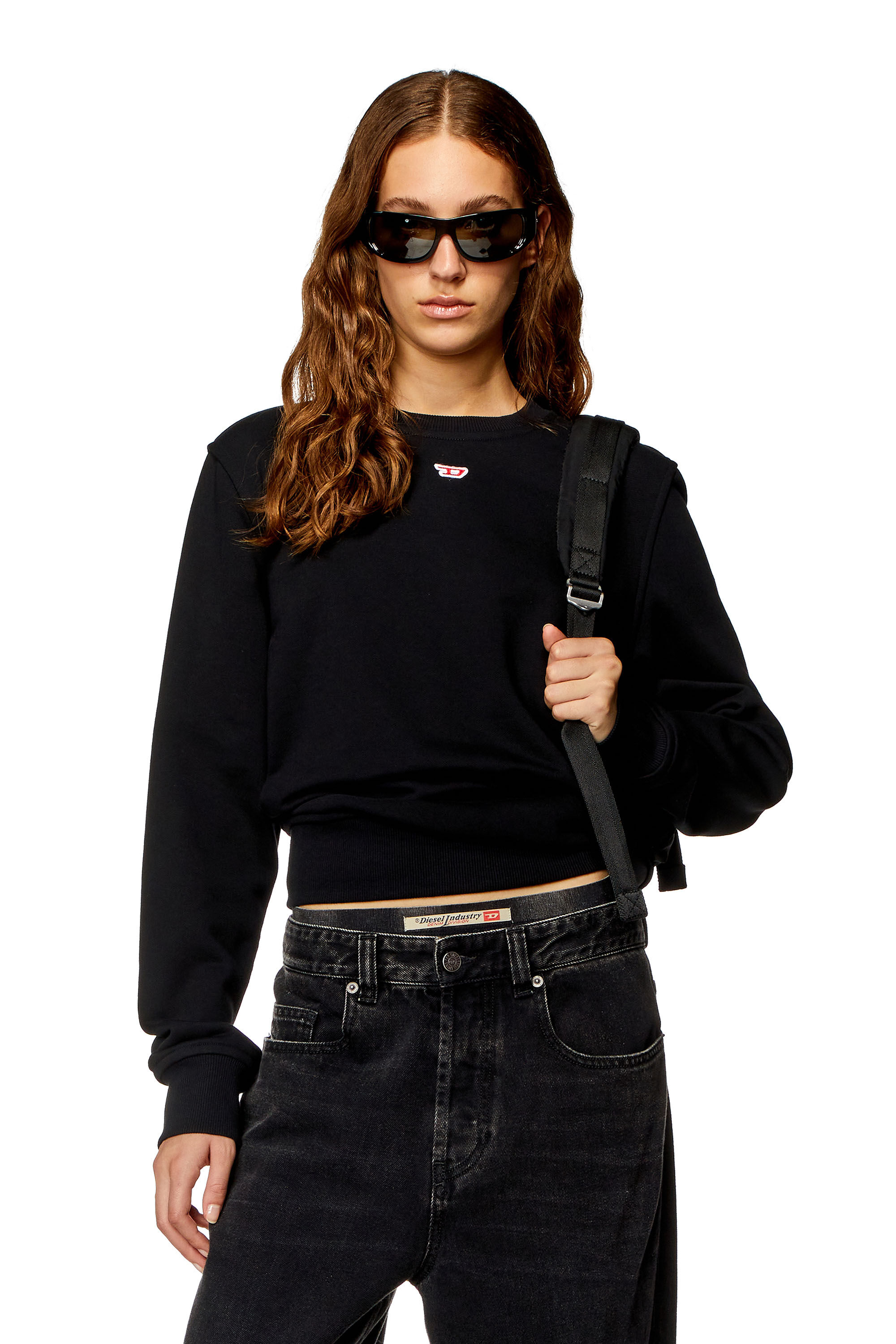 Diesel - S-GINN-D, Woman Sweatshirt with D logo in Black - Image 3