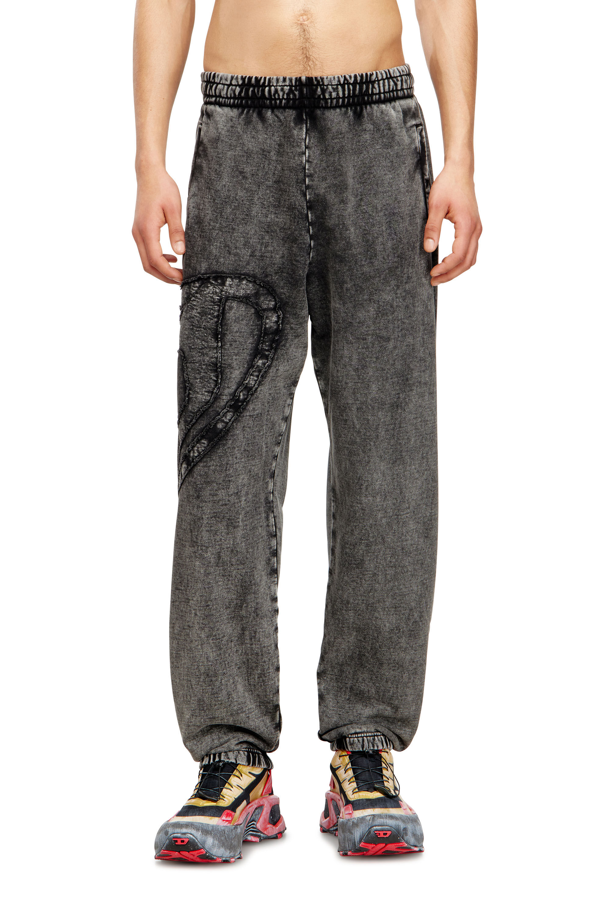 Diesel - P-MARKY-DEN, Man's Organic cotton sweatpants with Oval D patch in Dark grey - 3
