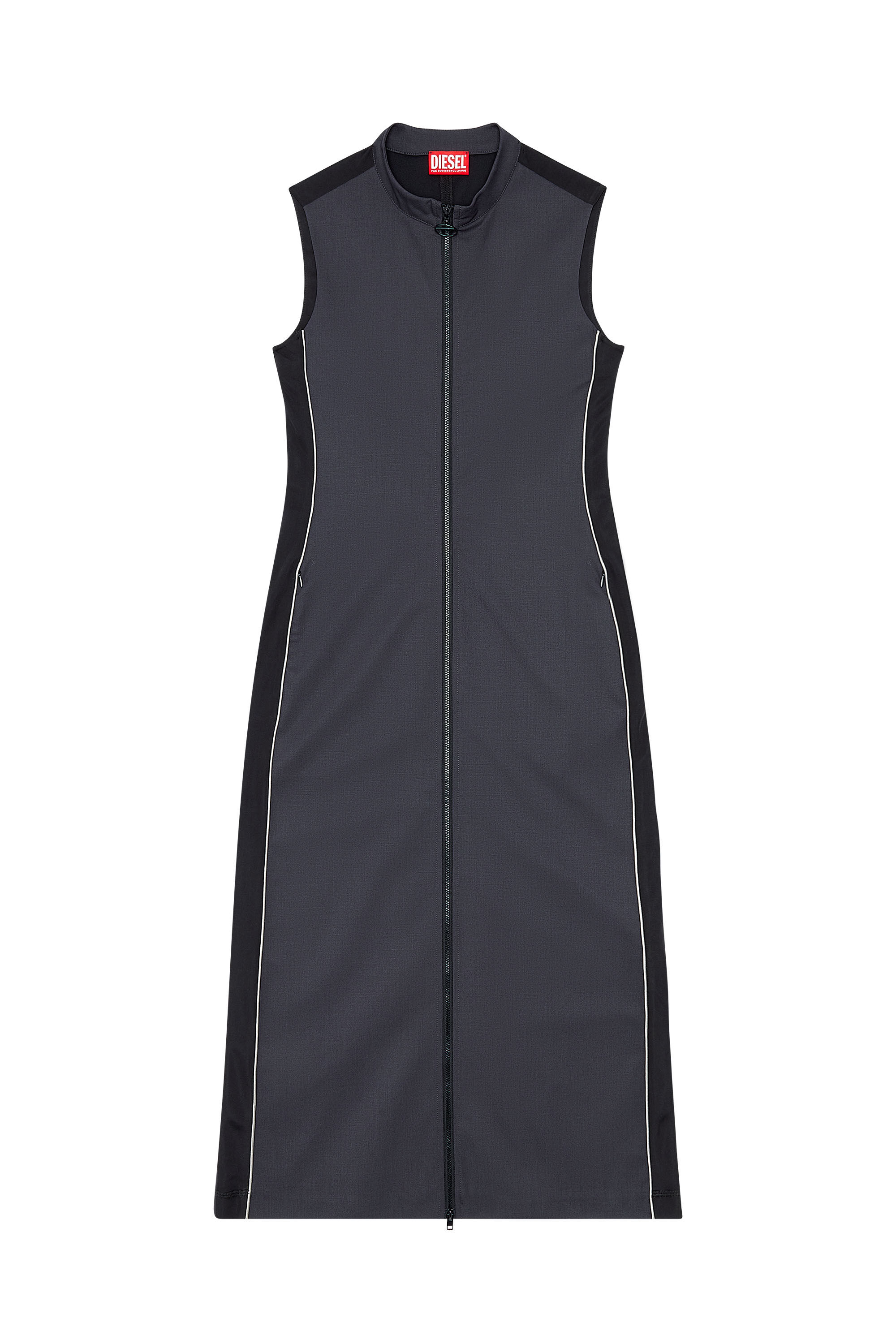 Diesel - D-AMY, Woman Midi dress in cool wool and tech fabric in Multicolor - Image 2
