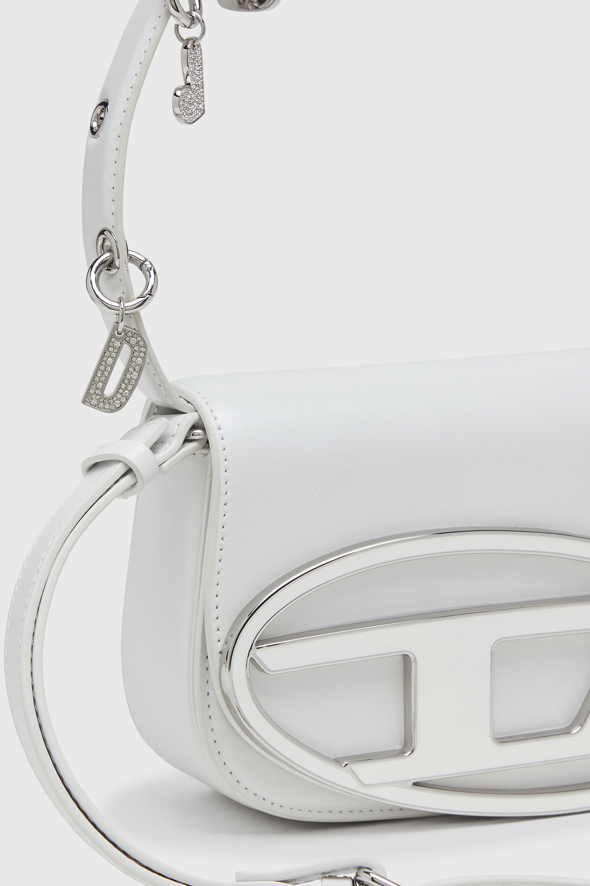 Diesel - 1DR, Woman's 1DR -Iconic shoulder bag in leather with handle charms in White - 5