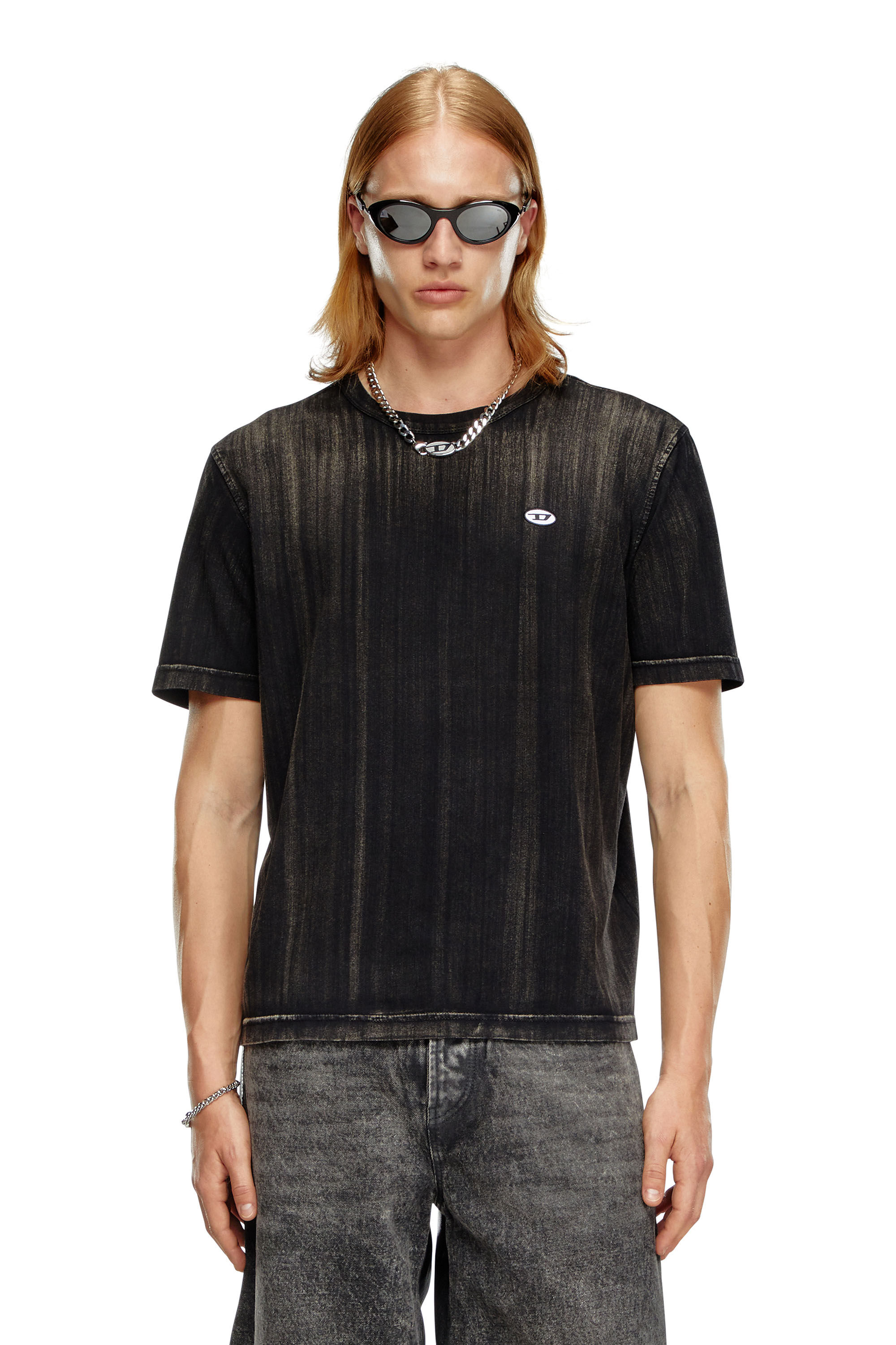 Diesel - T-ADJUST-K8, Man T-shirt with brushstroke fading in Black - Image 3