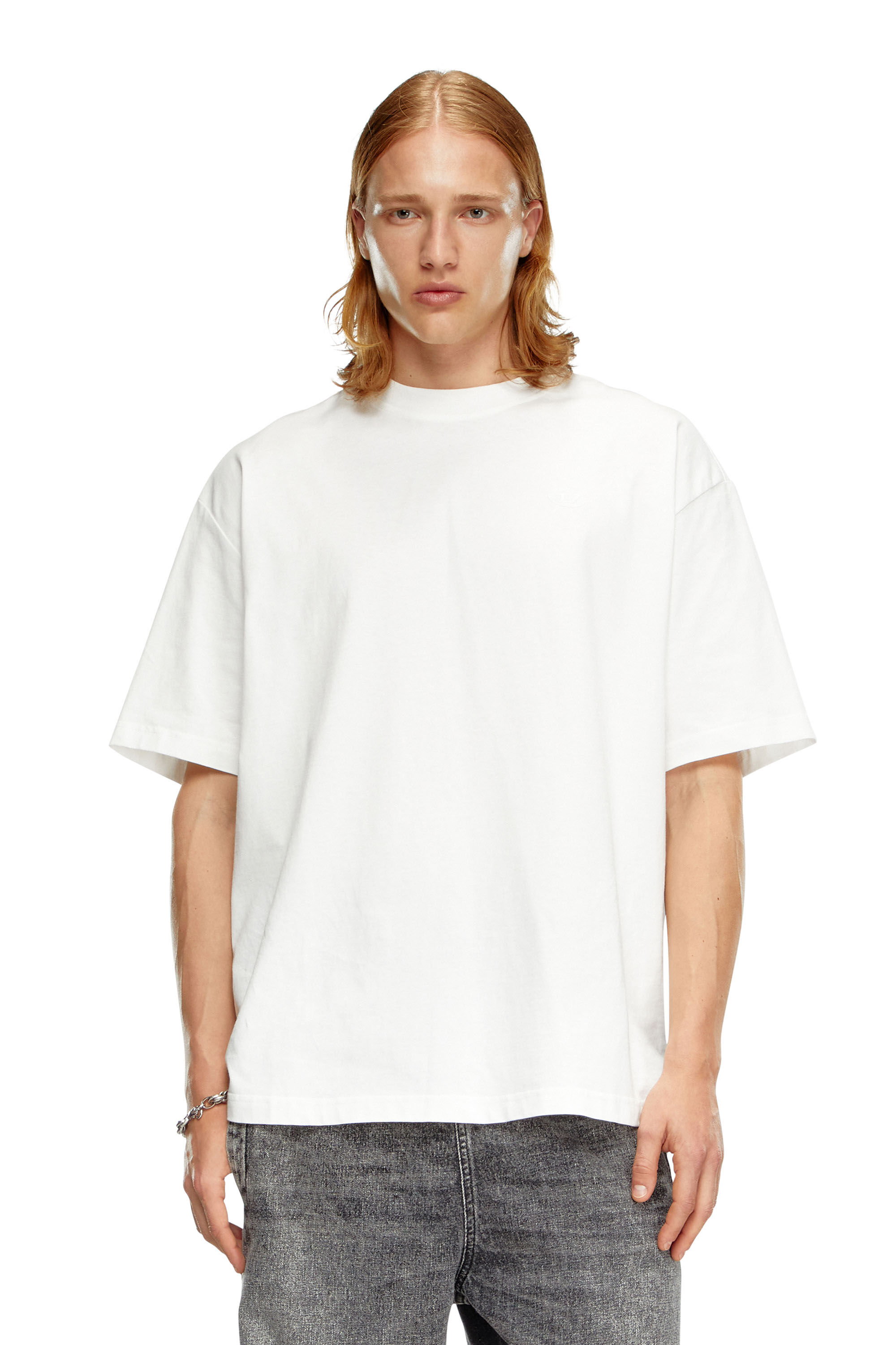 Diesel - T-BOGGY-MEGOVAL-D, Man T-shirt with maxi oval D embroidery in White - Image 4