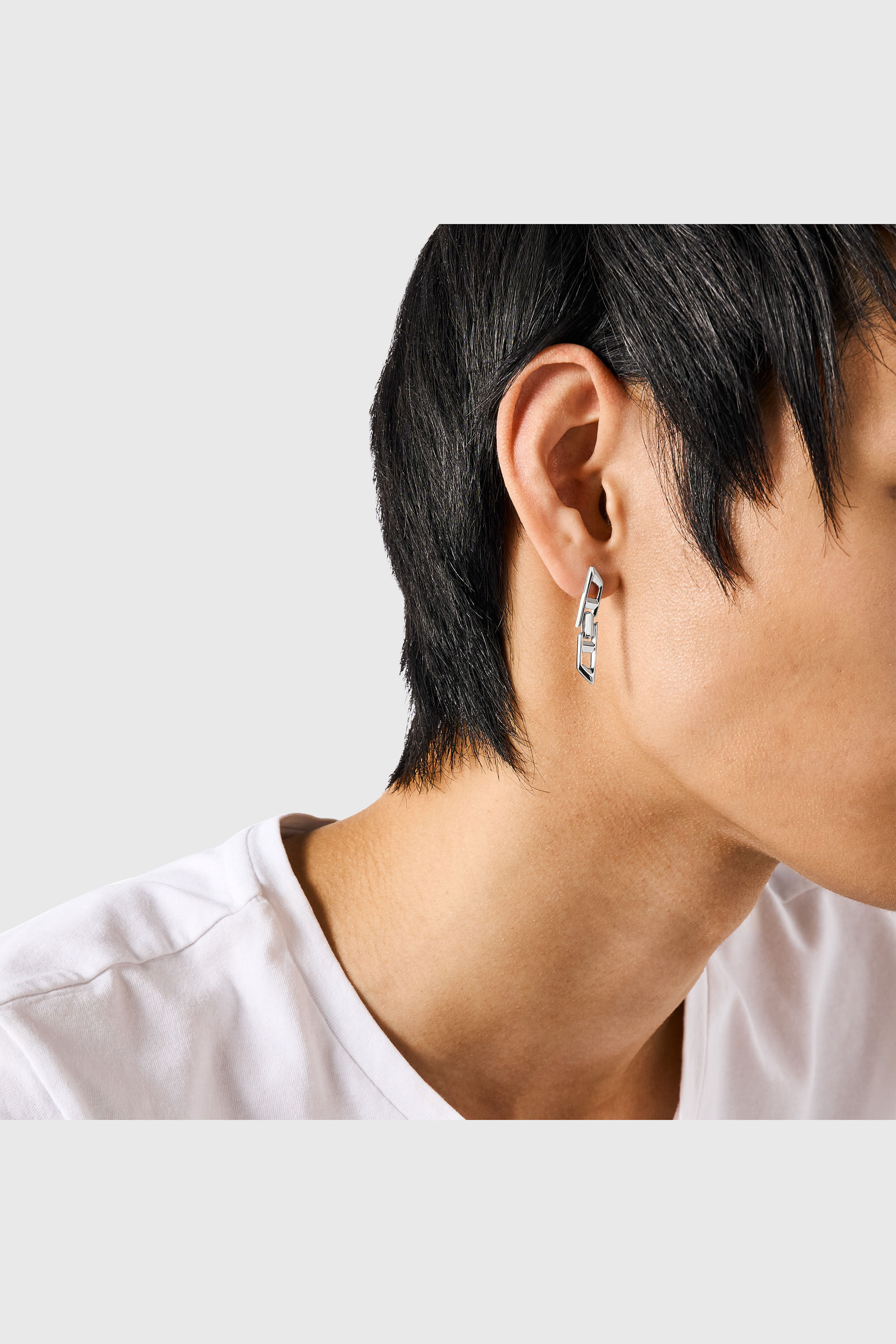 Diesel - DL1348040 STERLING SILVER JEWEL, Unisex's D Logo Sterling Silver Drop Earring in Silver - 3