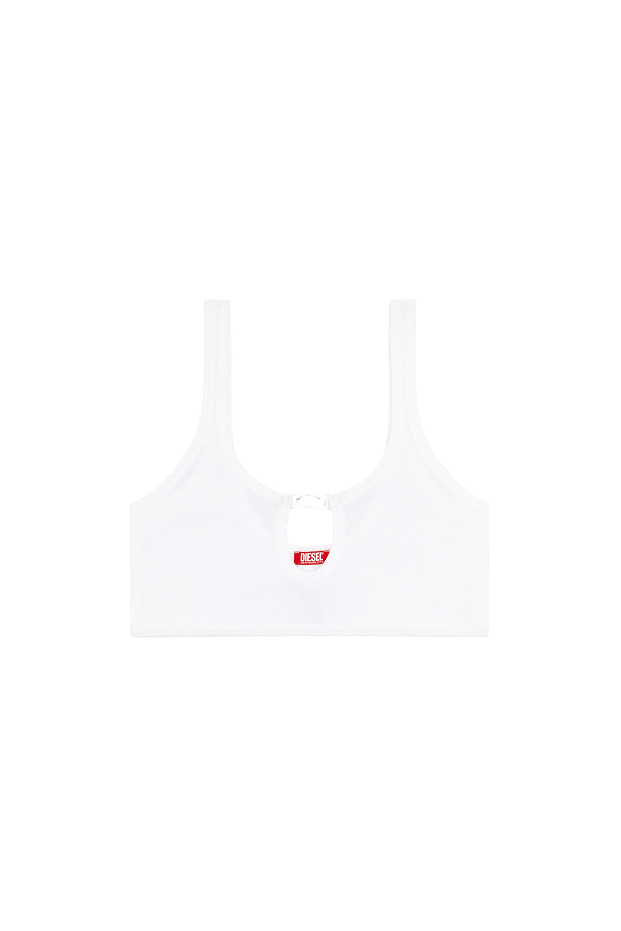 Diesel - UFSB-OVAL-D-RIB-BRALETTE, Woman Ribbed bralette with Oval D plaque in White - Image 2