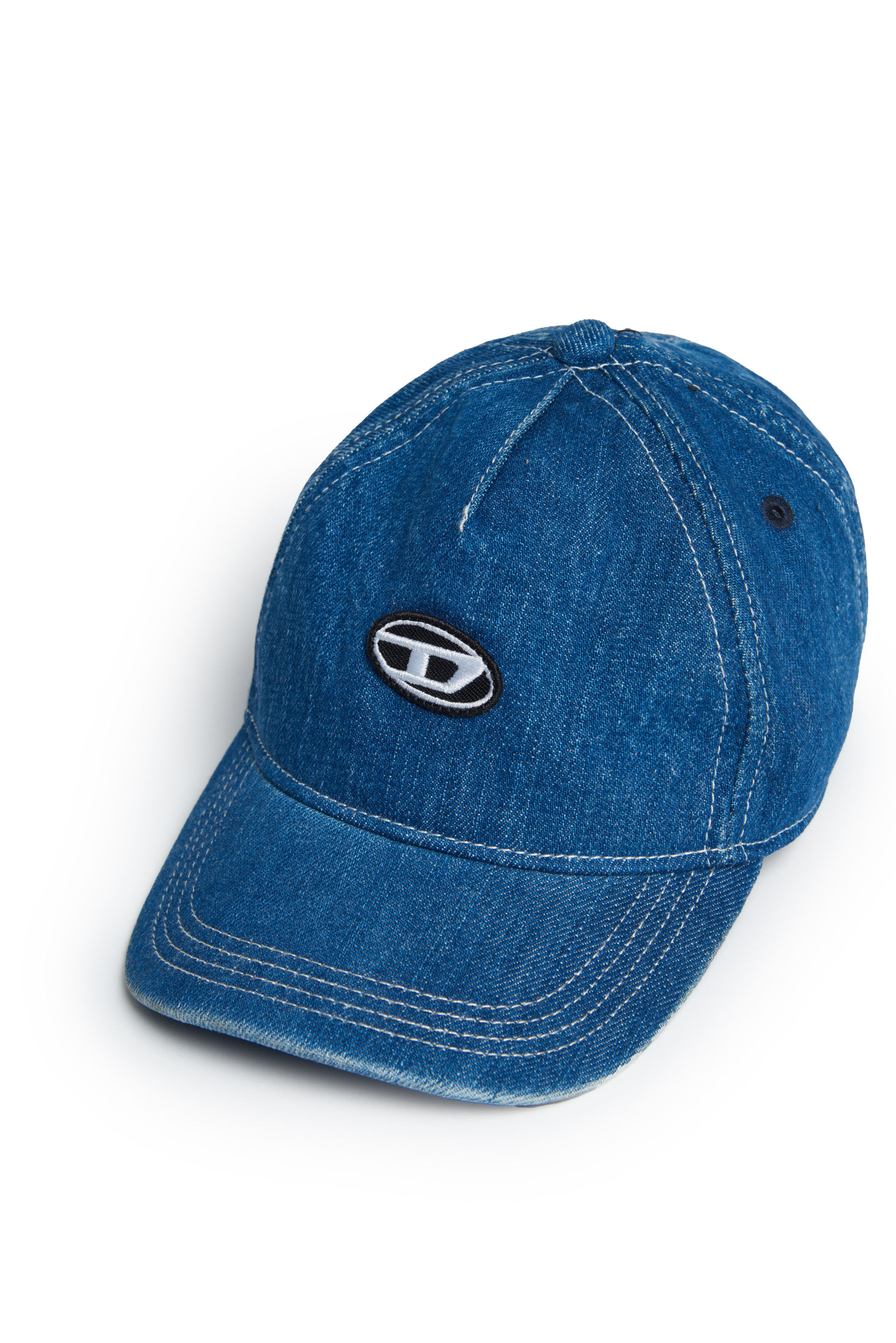 Diesel - FPOBIB, Man Denim baseball cap with Oval D patch in Blue - Image 3