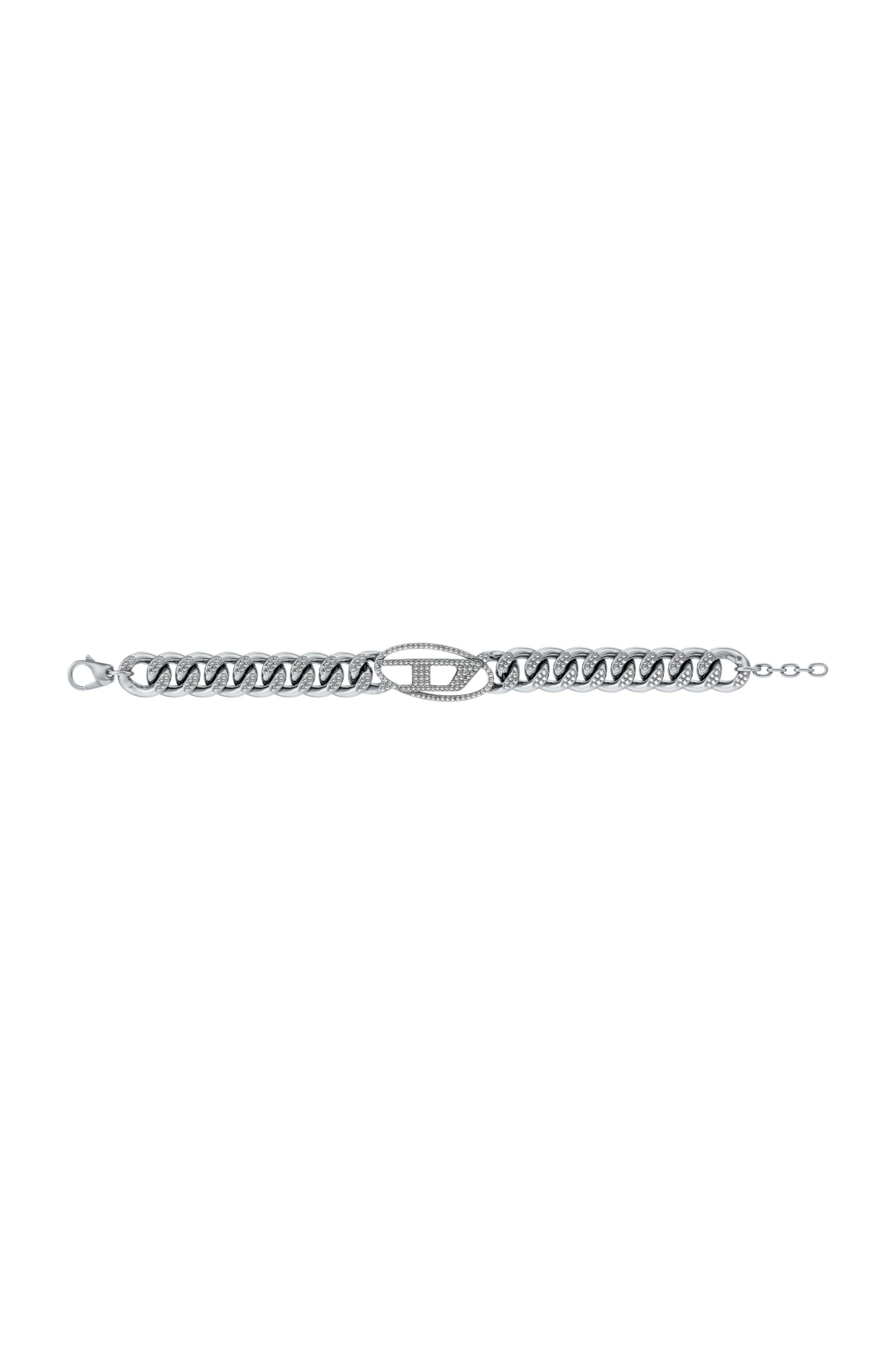 Diesel - DX1707040 JEWELLERY, Unisex's Stainless steel Oval D glitz chain bracelet in Silver - 4