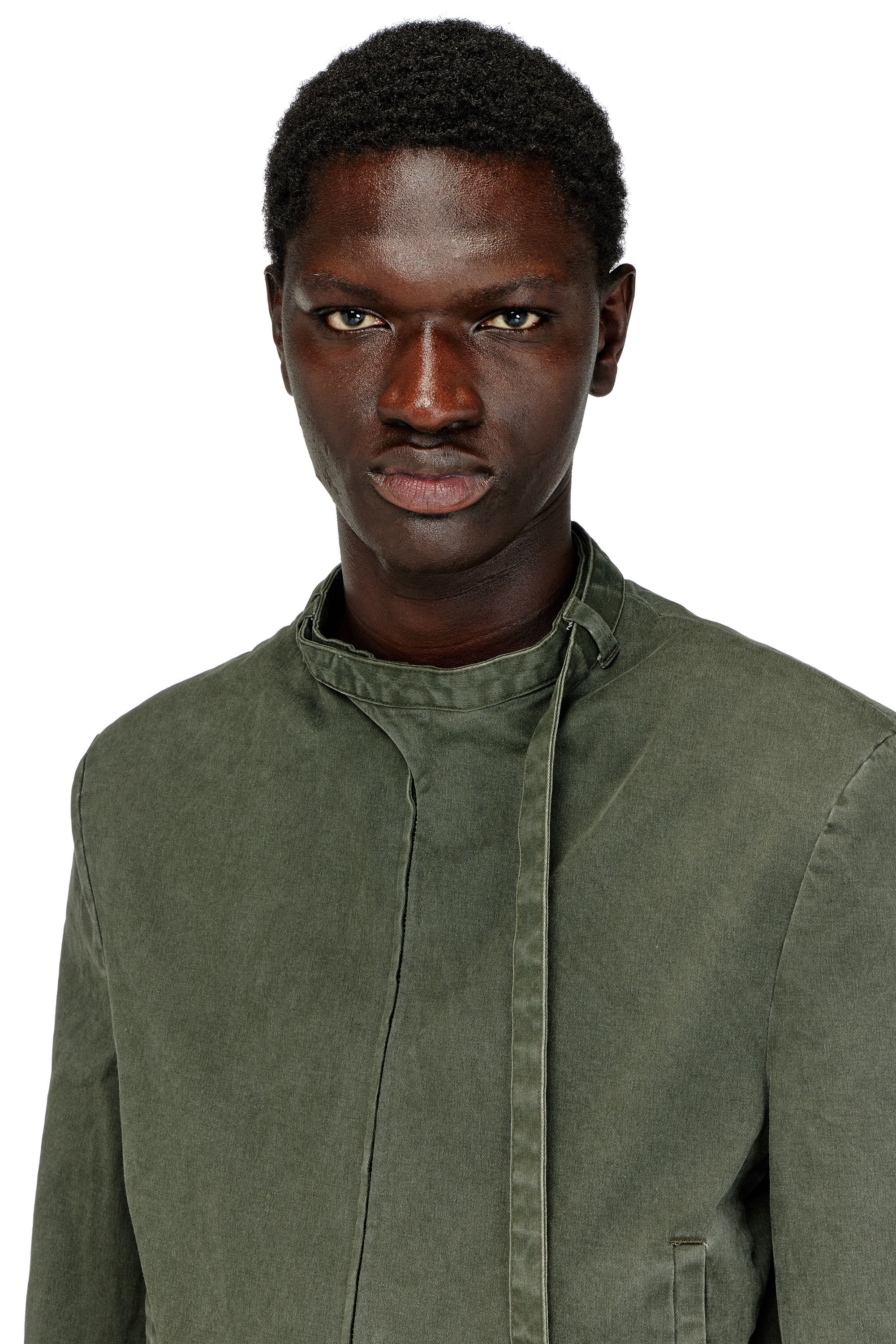 Diesel - J-NURIEL-CO, Man's Coated cotton-twill jacket with biker details in Green - 5