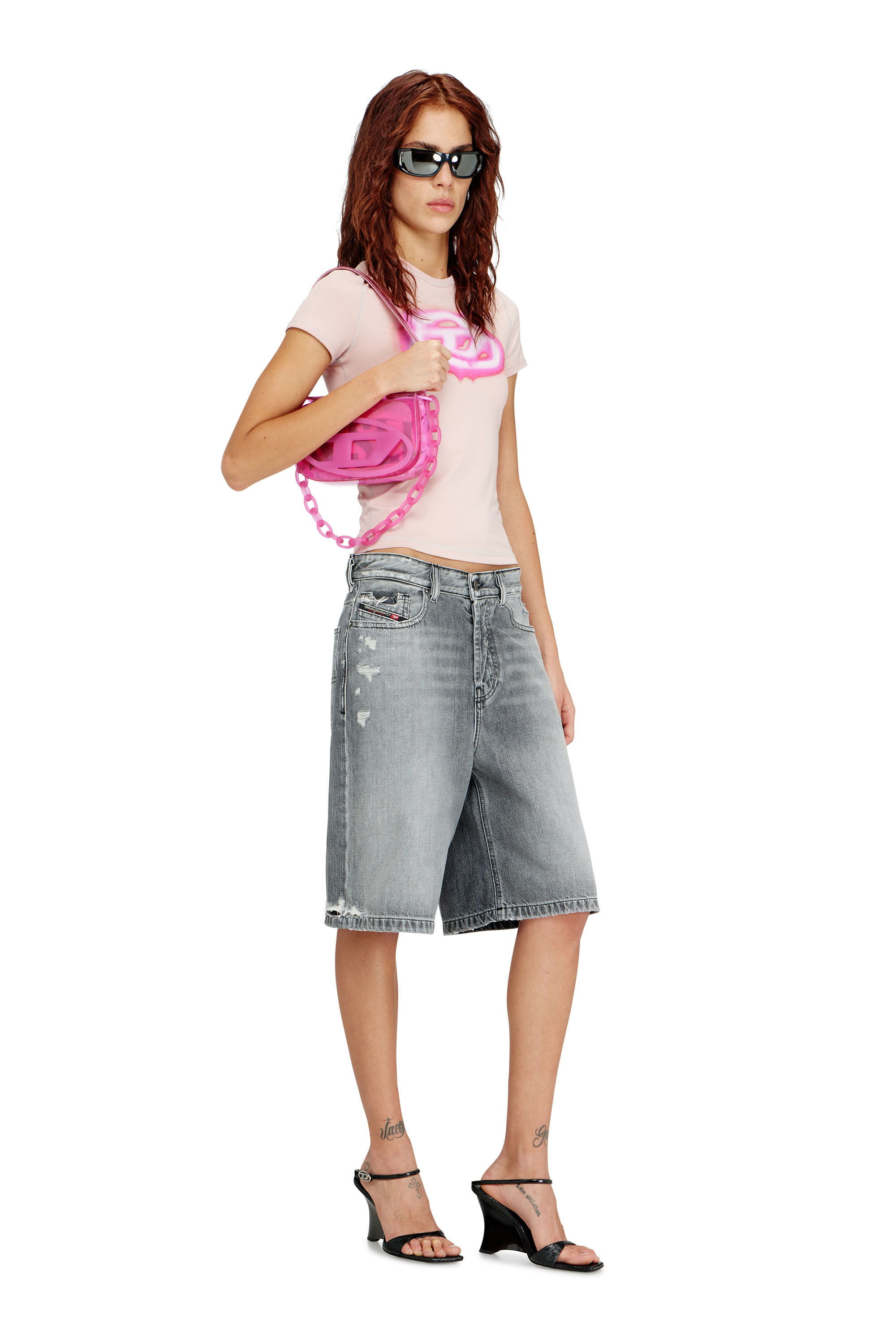 Diesel - 1DR, Woman's 1DR-Iconic shoulder bag in transparent TPU in Hot pink - 6