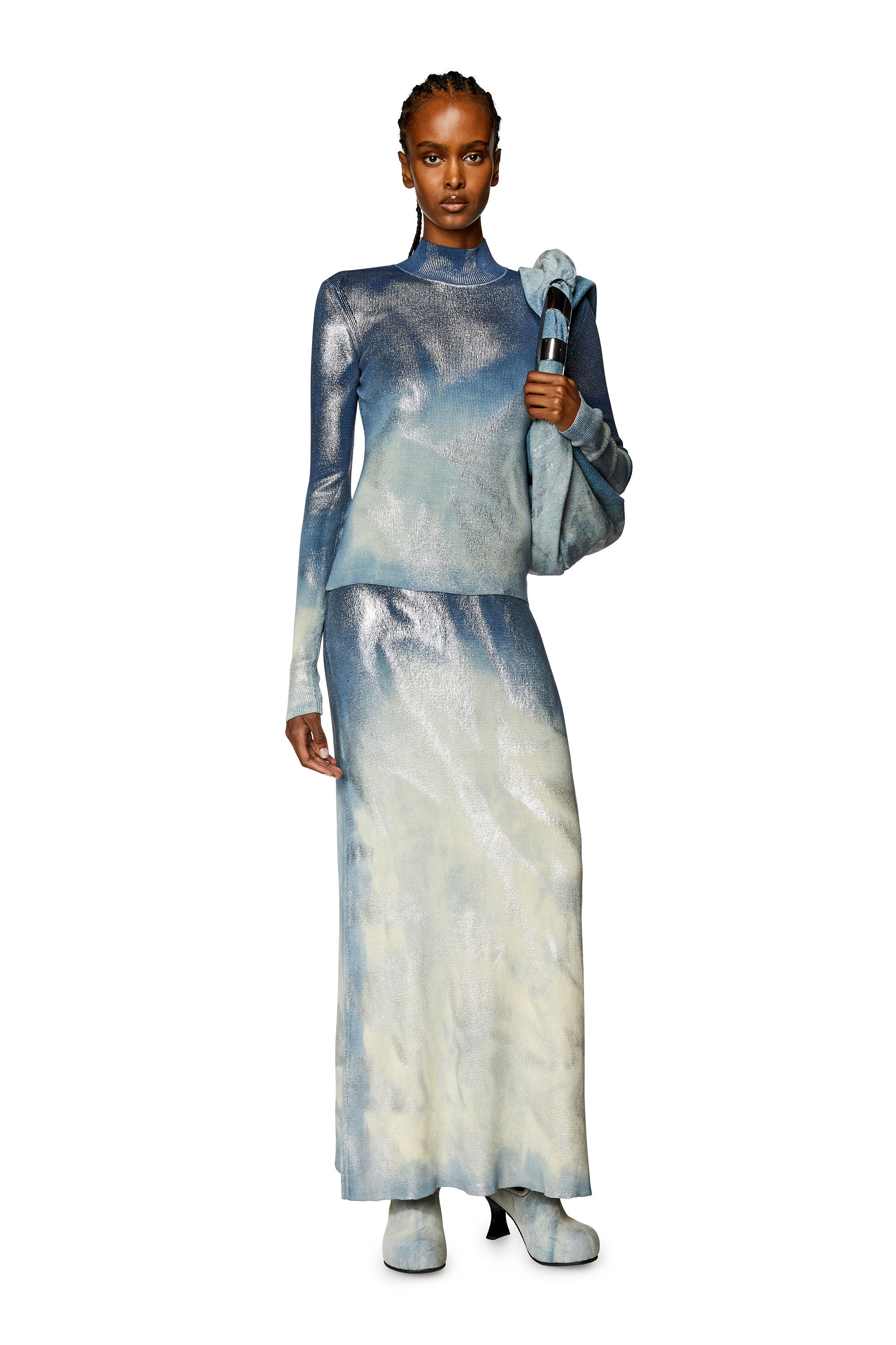 Diesel - M-ILEEN, Woman Knit top with metallic effects in Blue - Image 1