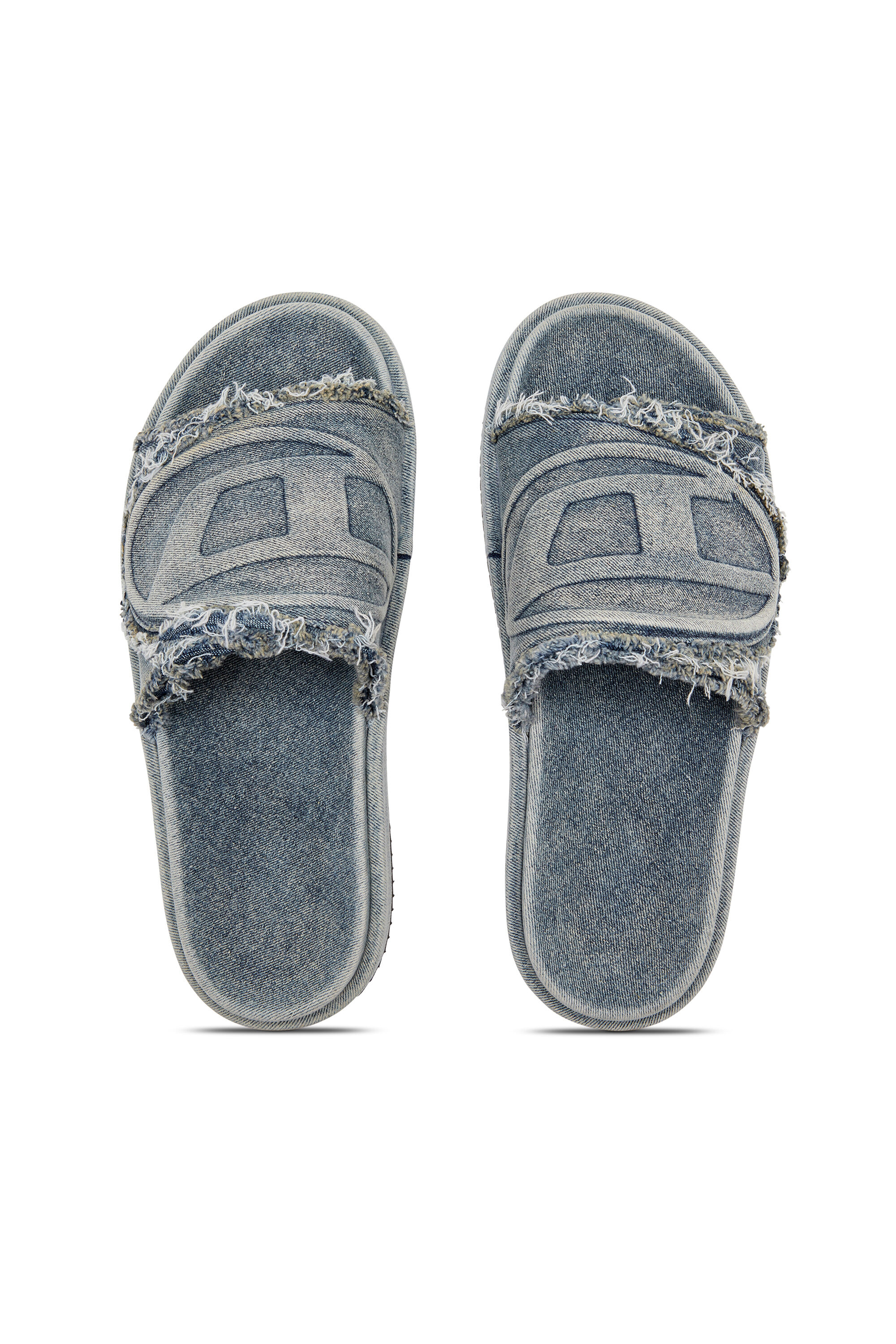 ★DIESEL★ SA Slide D Oval Sandal Denim Y03356P5257H1940 Women's Sa-Slide D-Distressed denim slides | Blue | Diesel