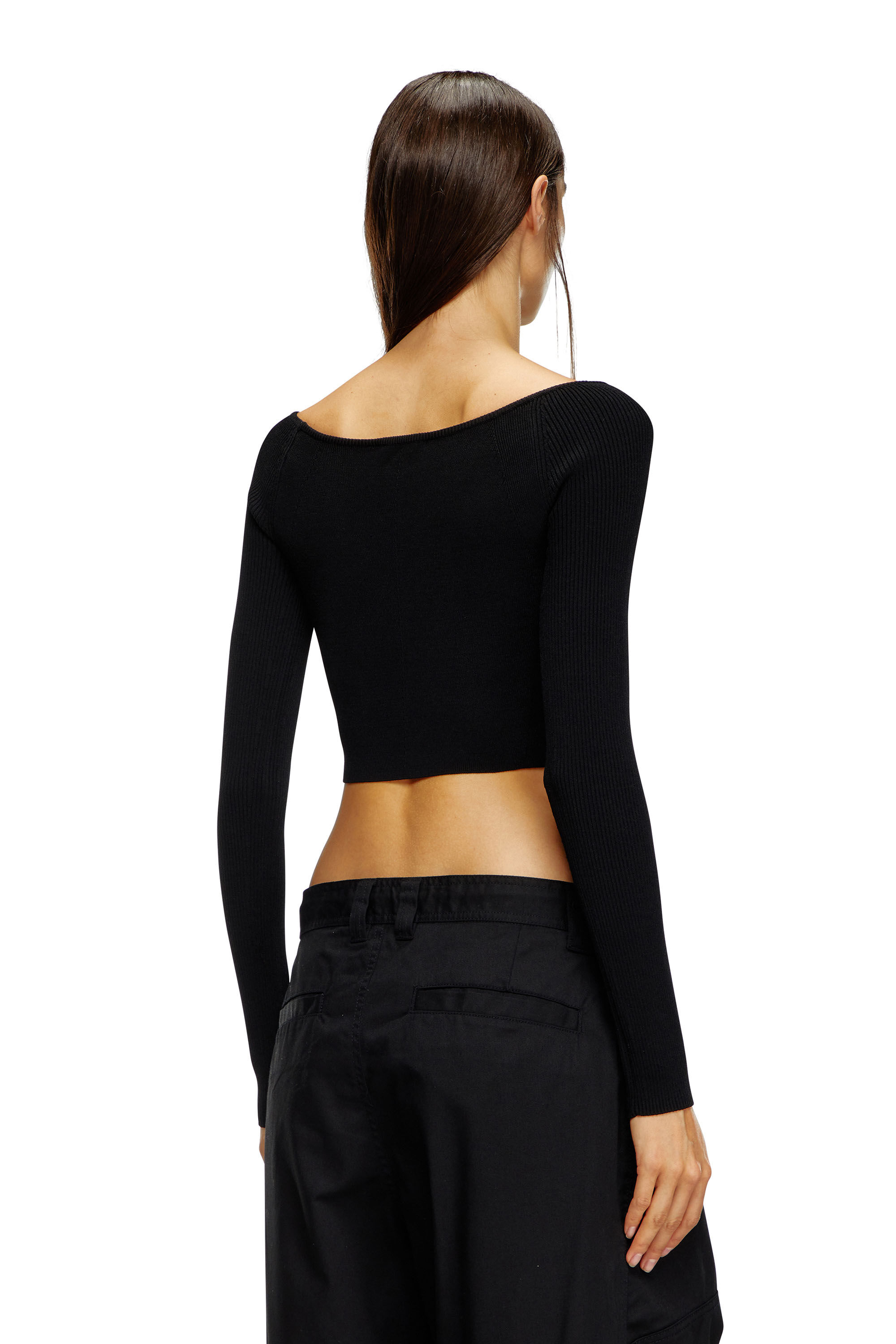 新作新品　ディーゼル　Dロゴトップス　diesel M-Vera-Ls トップス M-VERA-LS Off-the-shoulder top in ribbed knit｜ホワイト