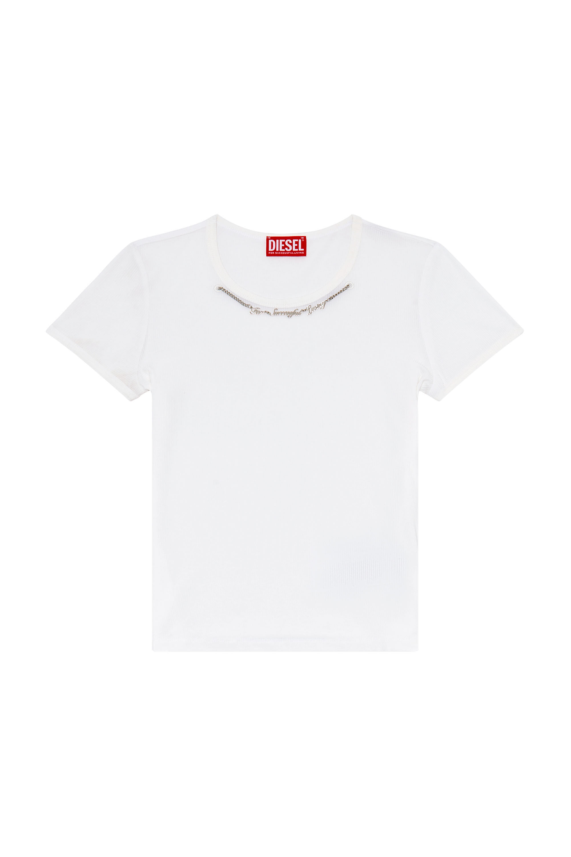 Diesel - T-MATIC, Woman Ribbed-jersey top with chain necklace in White - Image 2