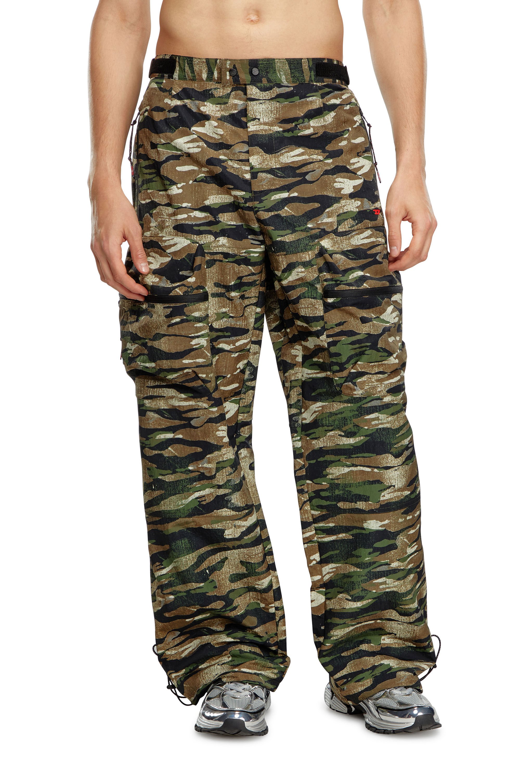 Diesel - AMSB-AMBROSE-WT23, Man Nylon cargo pants with worn camo print in Multicolor - Image 3