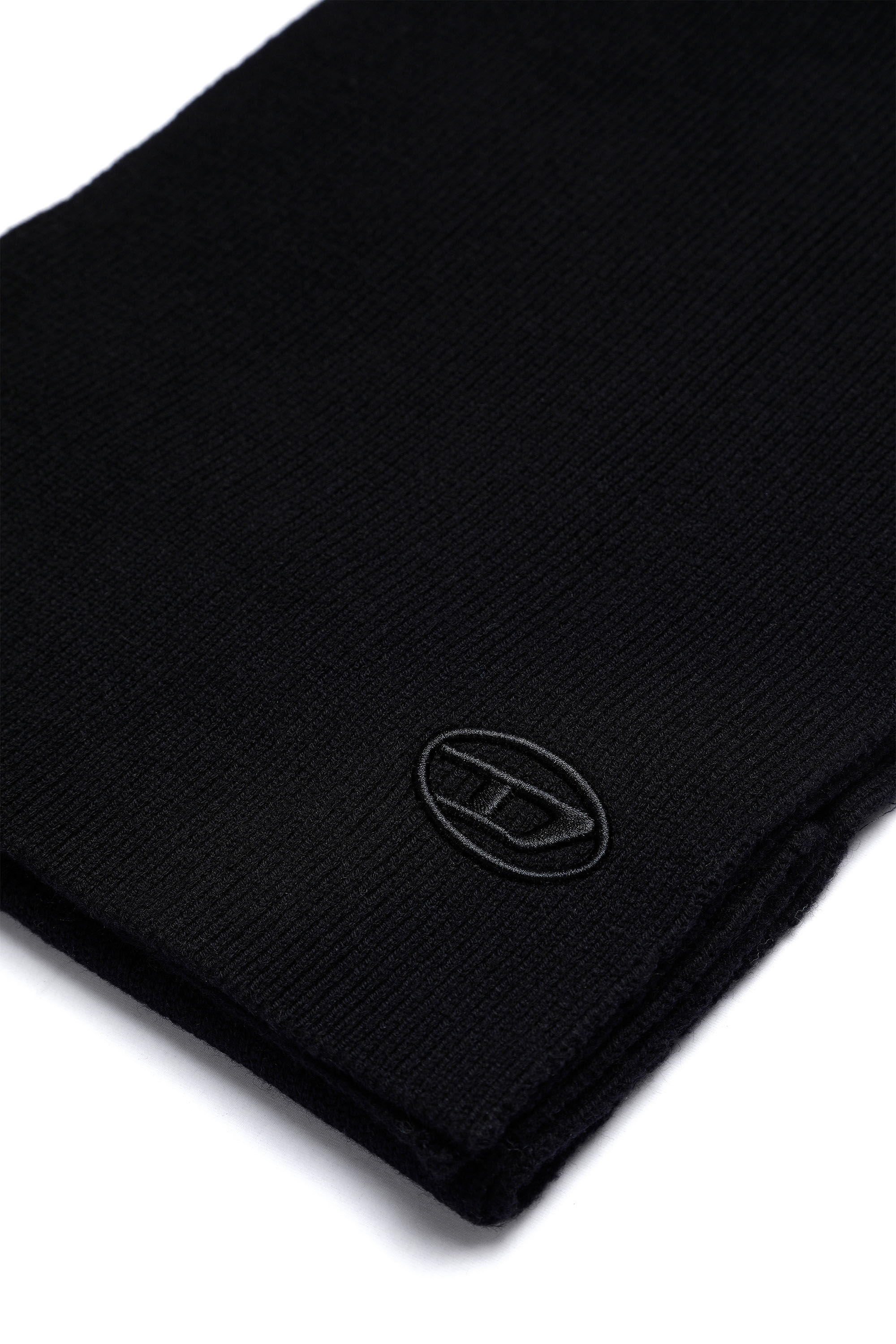 Diesel - K-CODER SCARF, Unisex Ribbed wool-blend scarf in Black - Image 4