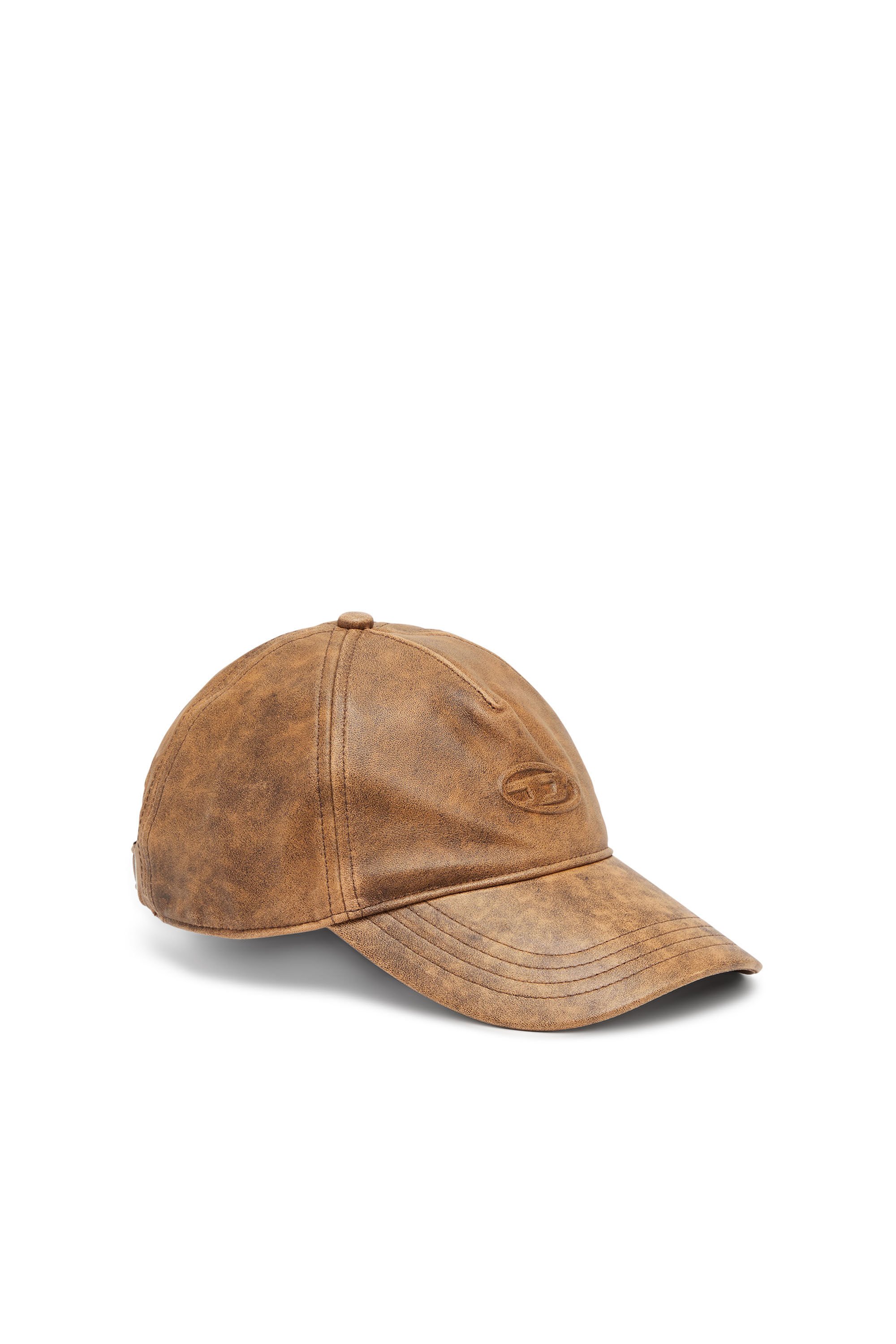 Diesel - C-BAR, Man Baseball cap in treated leather in Brown - Image 1