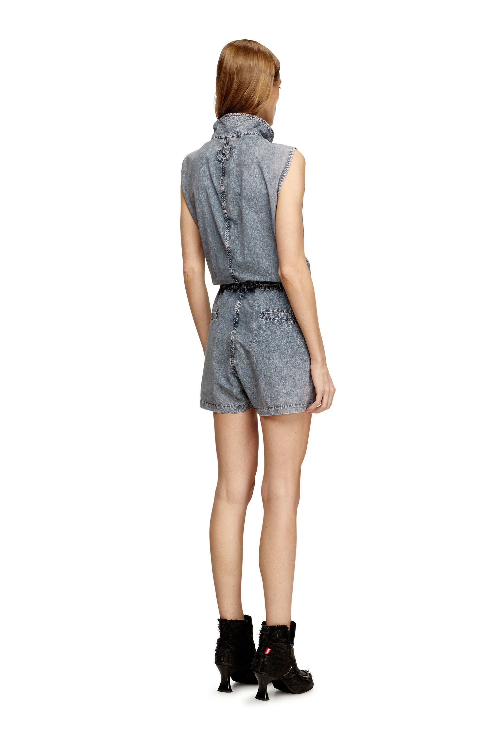 Diesel - J-ANNET, Woman's Playsuit in treated nylon in Light Blue - 2