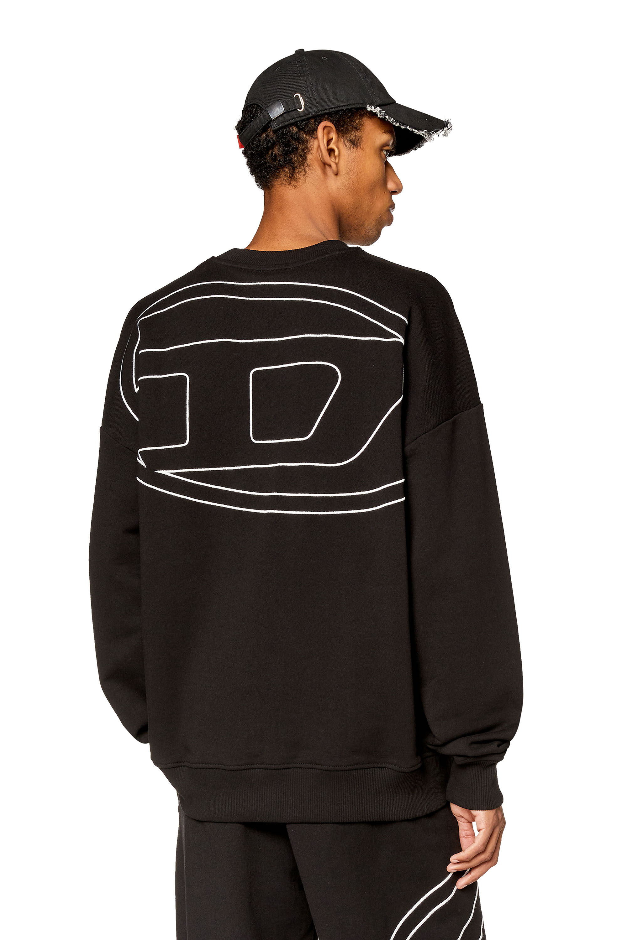 Diesel - S-ROB-MEGOVAL-D, Man Sweatshirt with logo embroidery in Black - Image 3
