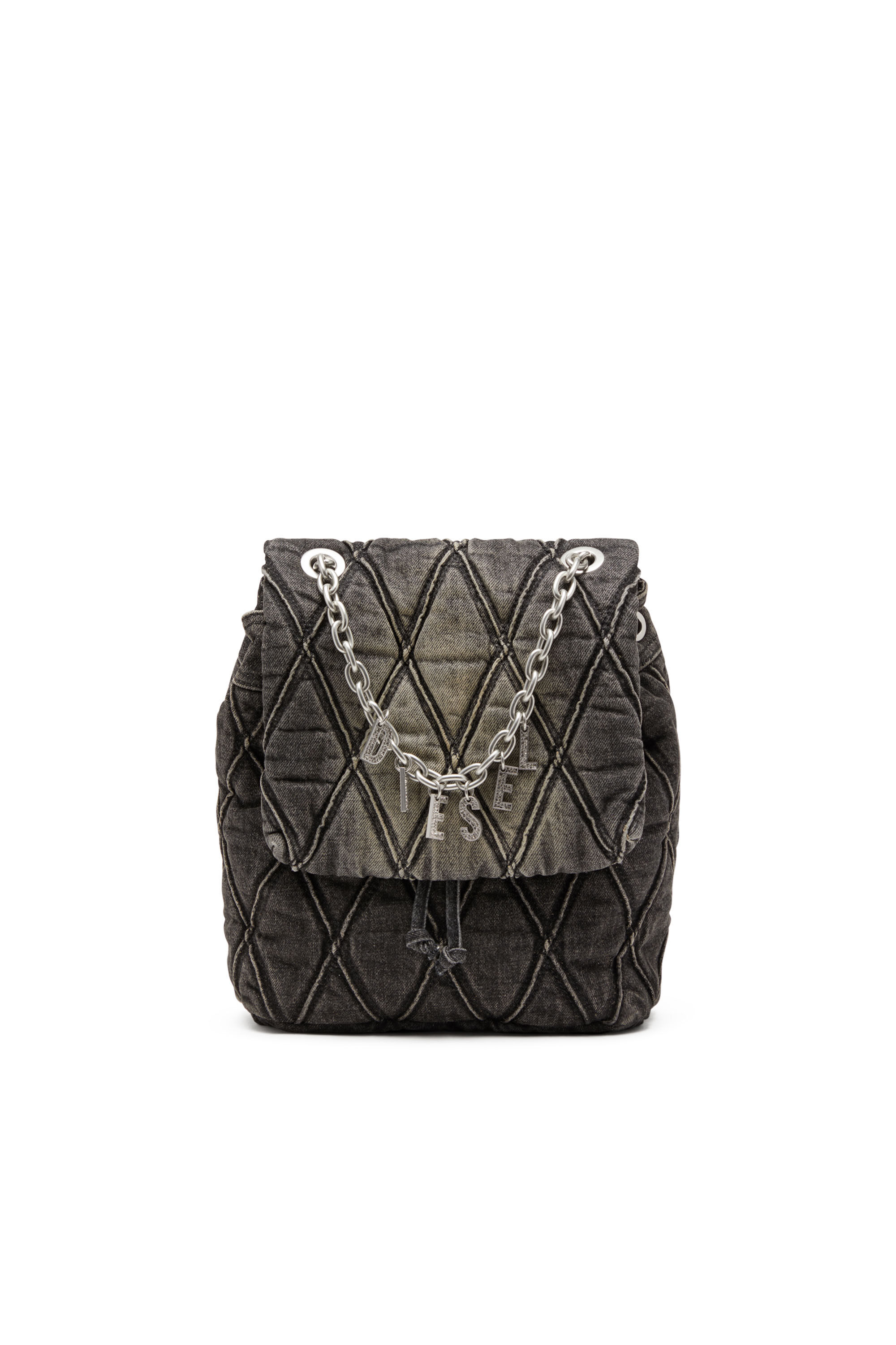 Diesel - CHARM-D BACKPACK S, Woman Charm-D S-Backpack in Argyle quilted denim in Black - Image 1
