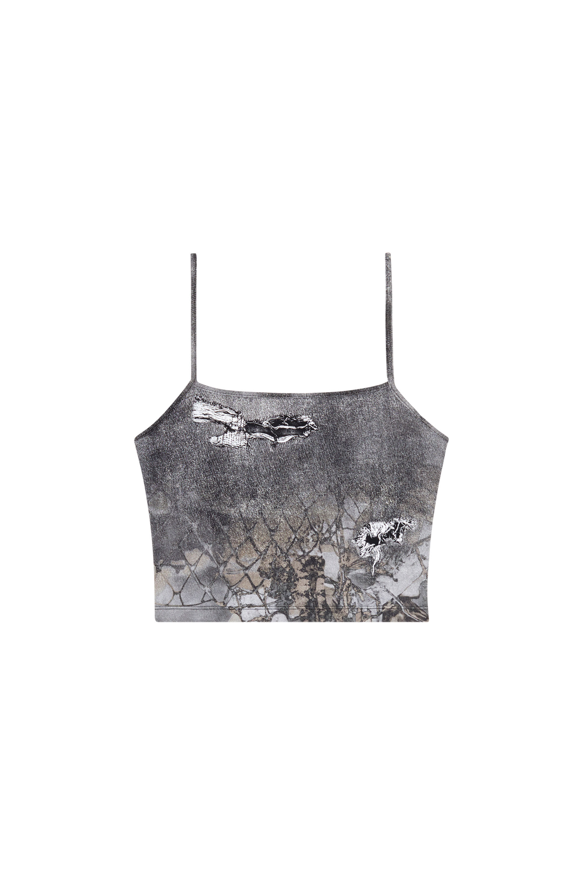 Diesel - T-HALSY, Woman Strappy top with abstract print in Black - Image 2