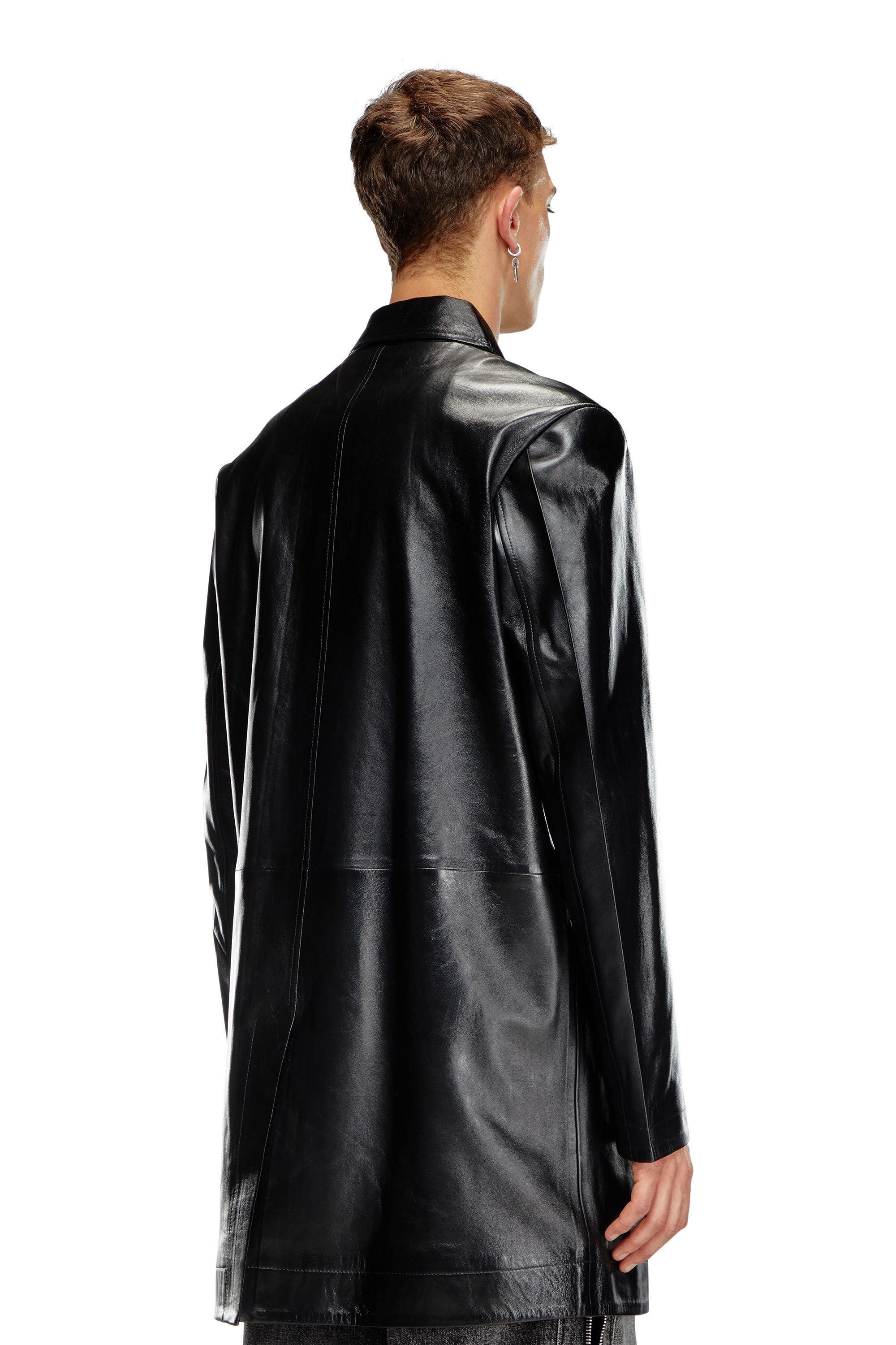 Diesel - L-CORDIER, Man Coated leather coat in Black - Image 4