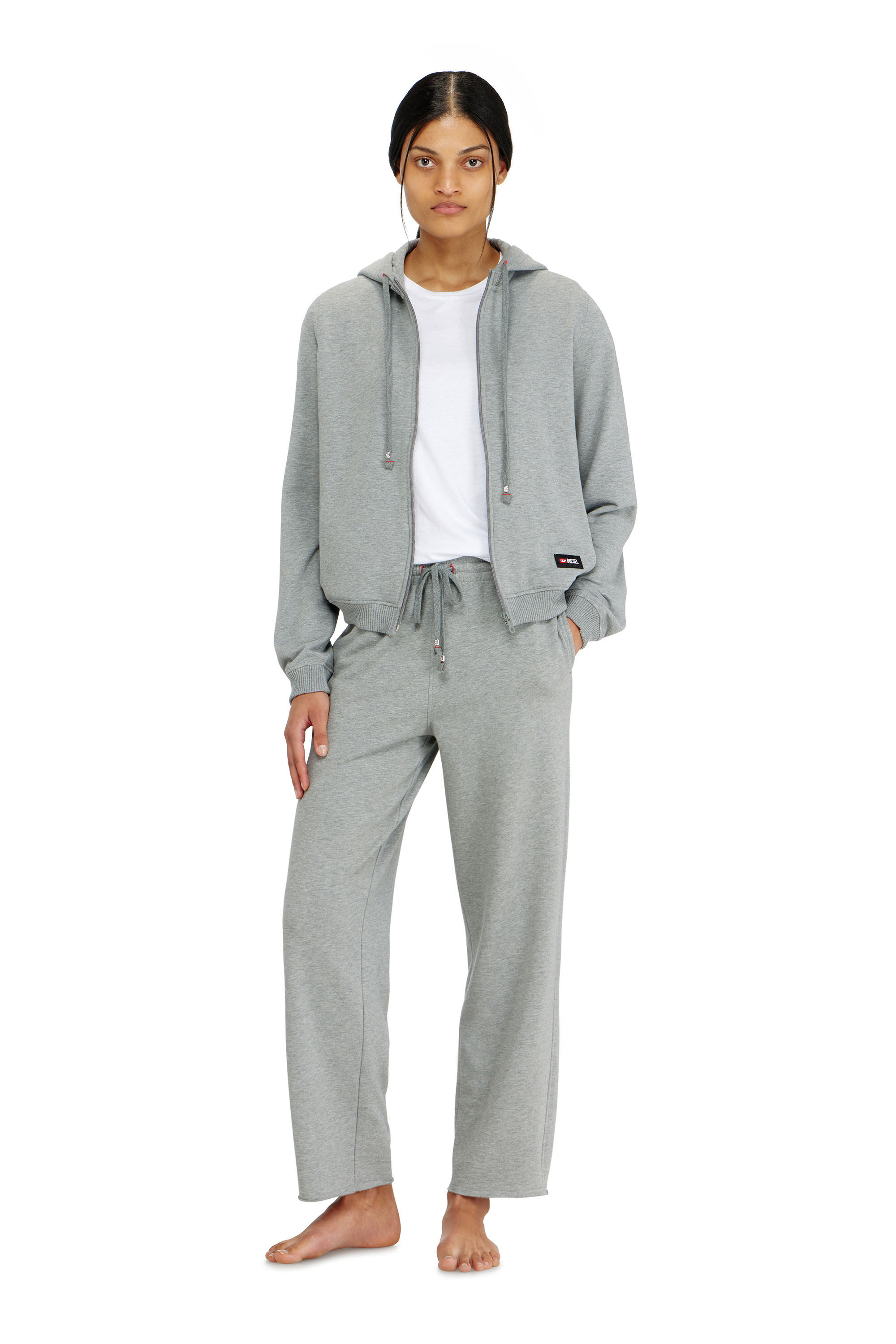 Diesel - INDRA-D-CORE, Woman's Peached sweatpants with raw hems in Grey - 1
