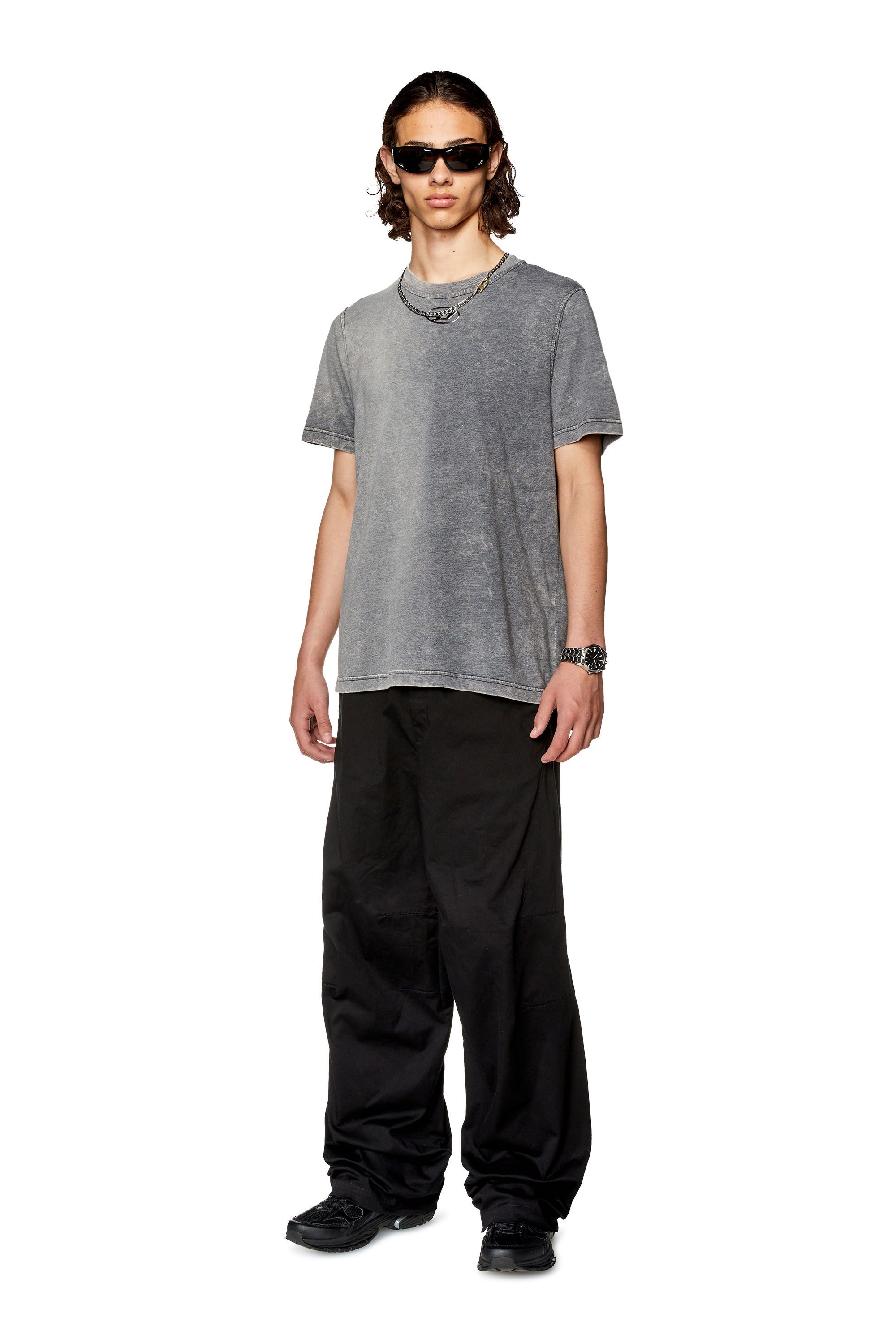 Diesel - P-JADD, Man Gabardine pants with elasticated waist in Black - Image 1