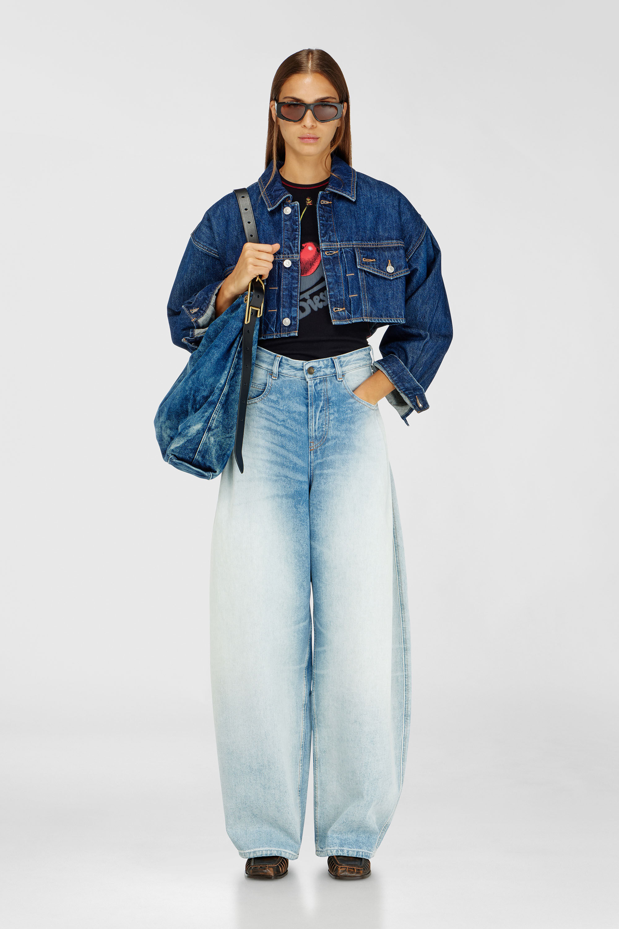 Diesel - SV-T-ELE-CHER, Woman's Slim cotton T-shirt with cherry print in Black - 1