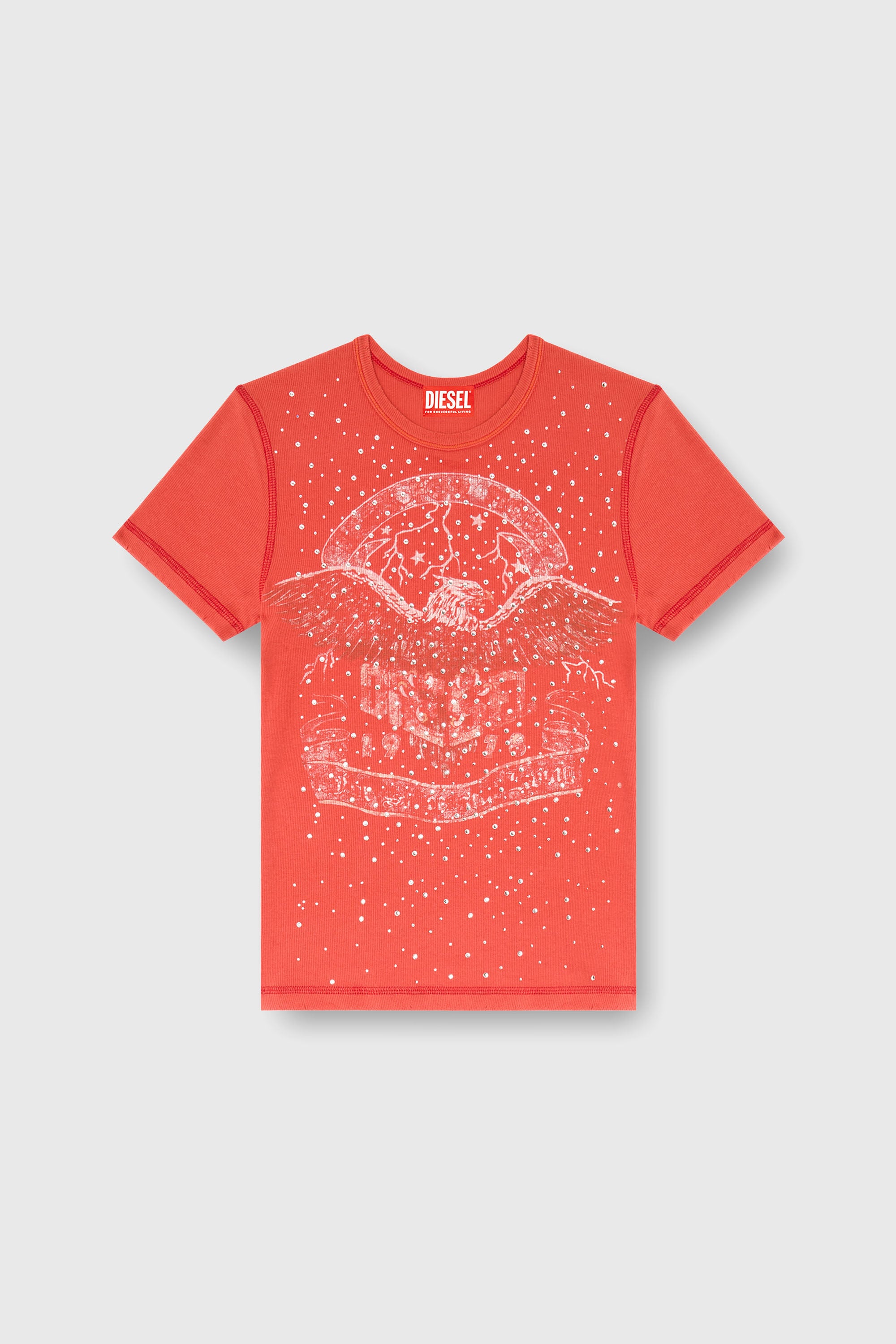Diesel - T-MARSY-RIB-CRY, Woman's T-shirt with concert graphics and crystals in null - 2