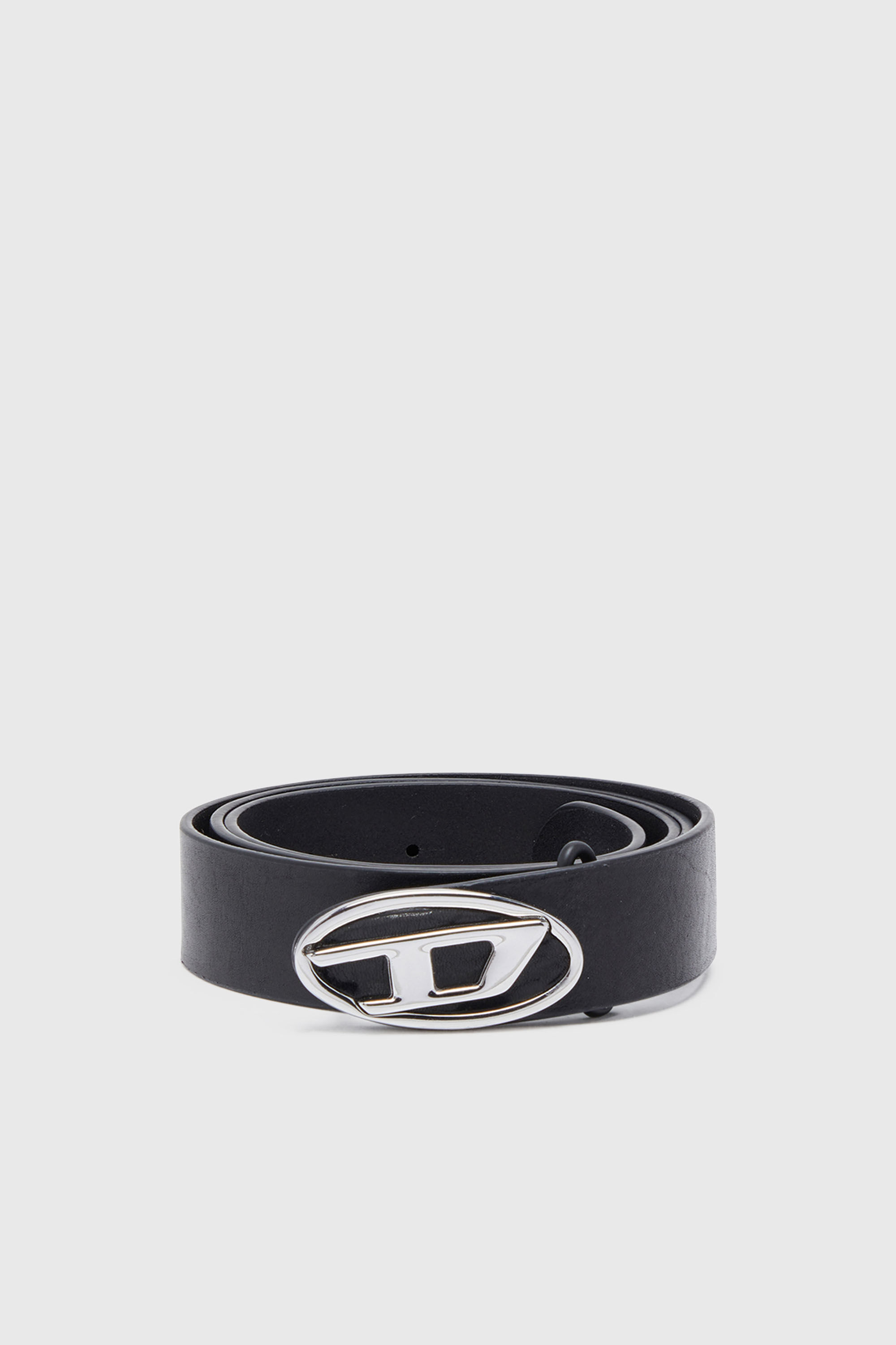 Diesel - B-1DR-LAYER, Man's 2.9cm leather belt with oval d logo in Black - 1