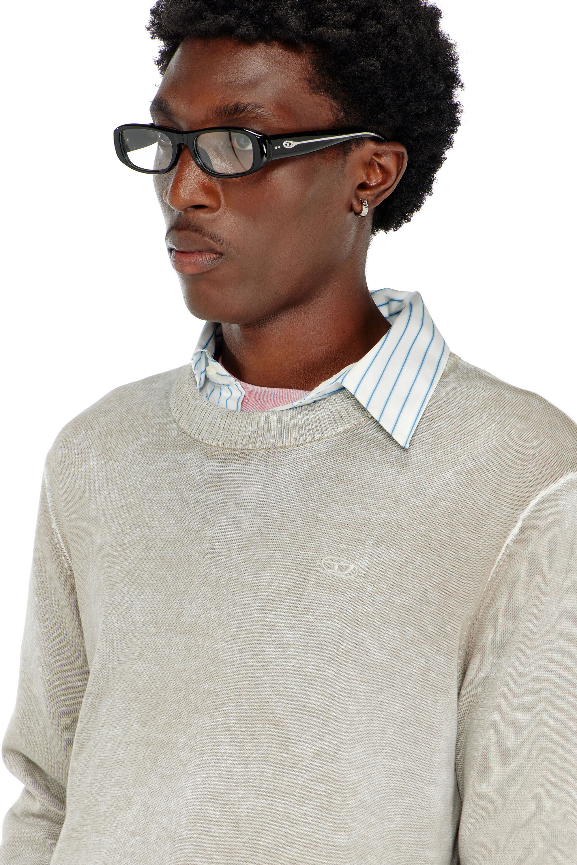 Diesel - K-LAURENT, Man's Jumper with faded reverse print in Light Grey - 5