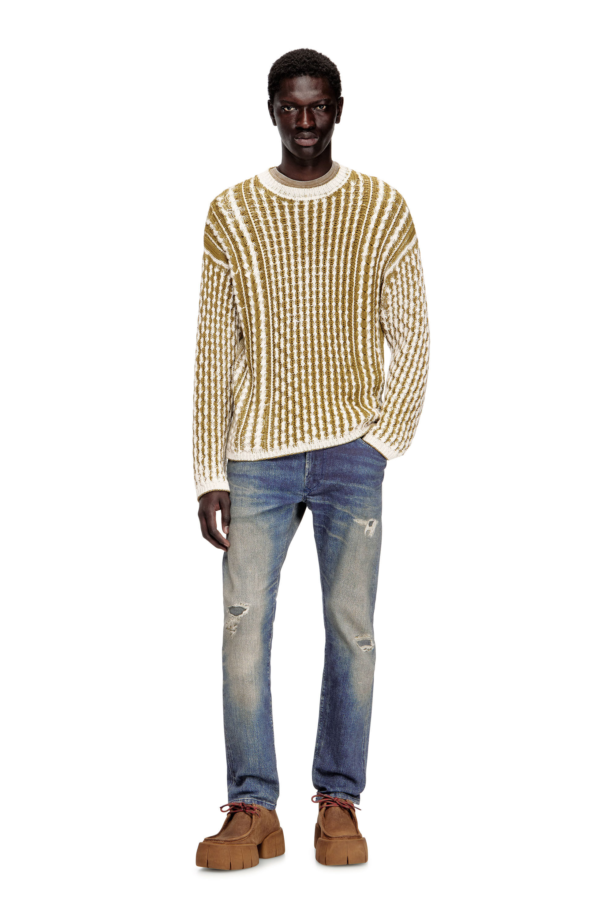Diesel - K-MOISE, Man's Reverse-print cable-knit jumper in null - 1