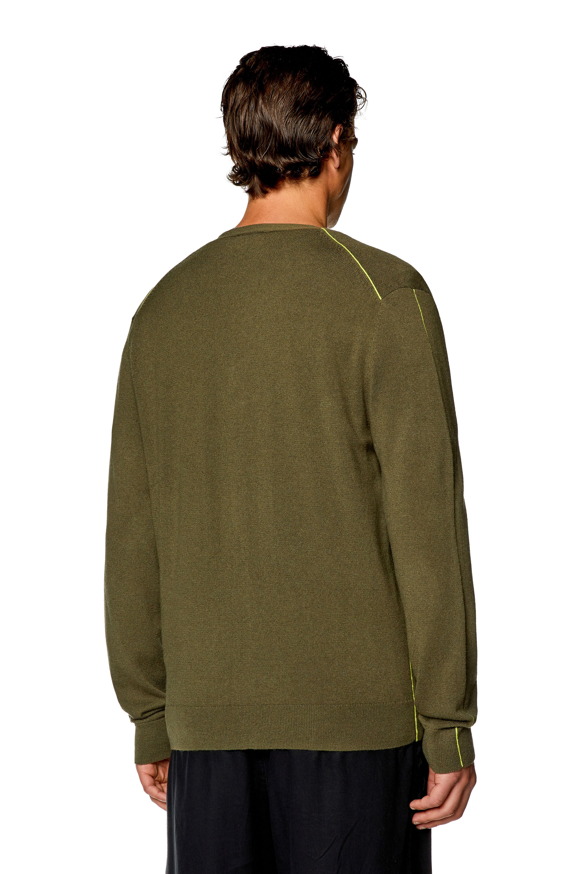 Diesel - K-ZANTE, Man Cardigan with contrast piping in Green - Image 4