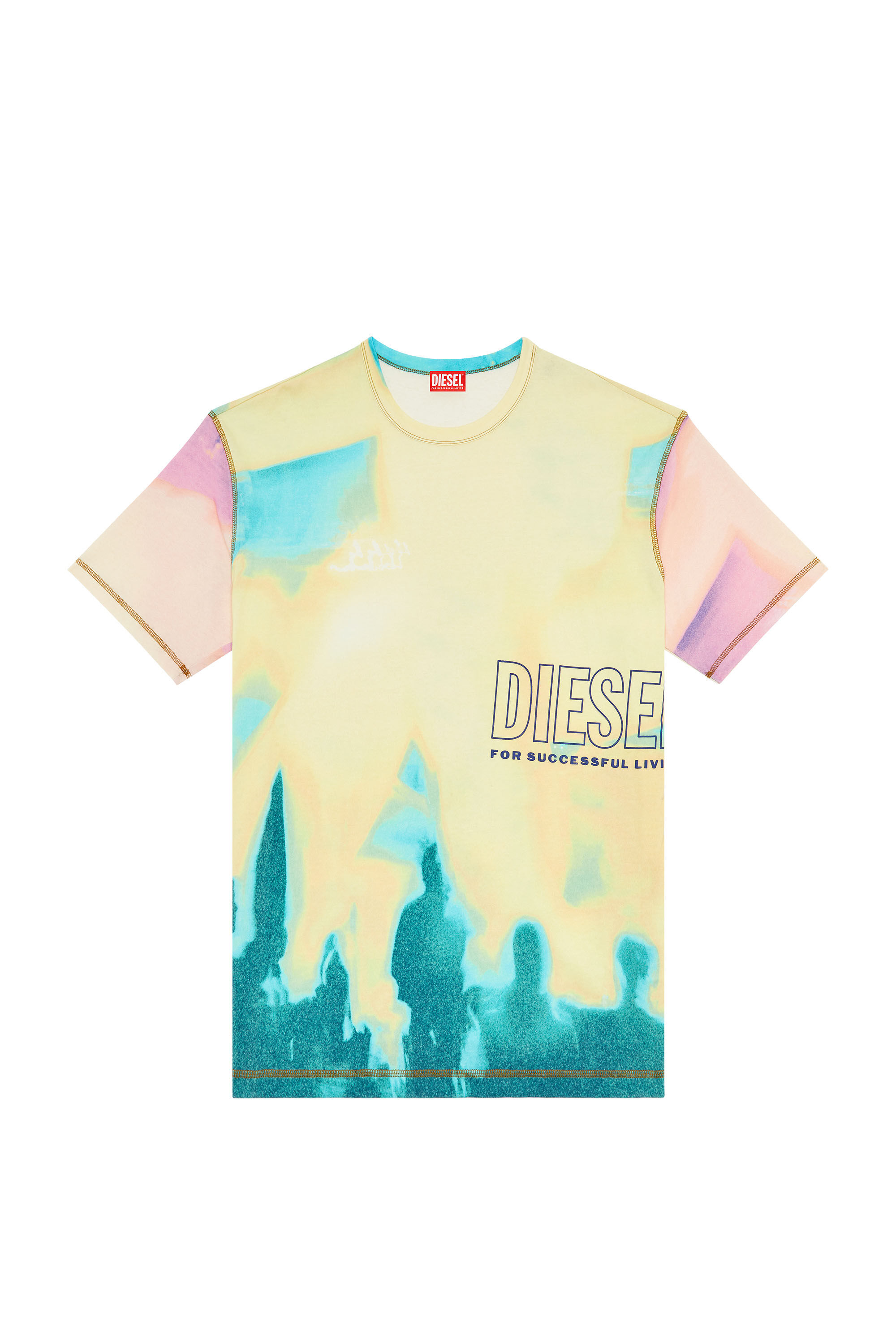 Diesel - T-WASH-COLOR, Man T-shirt with faded pastel print in Yellow - Image 2