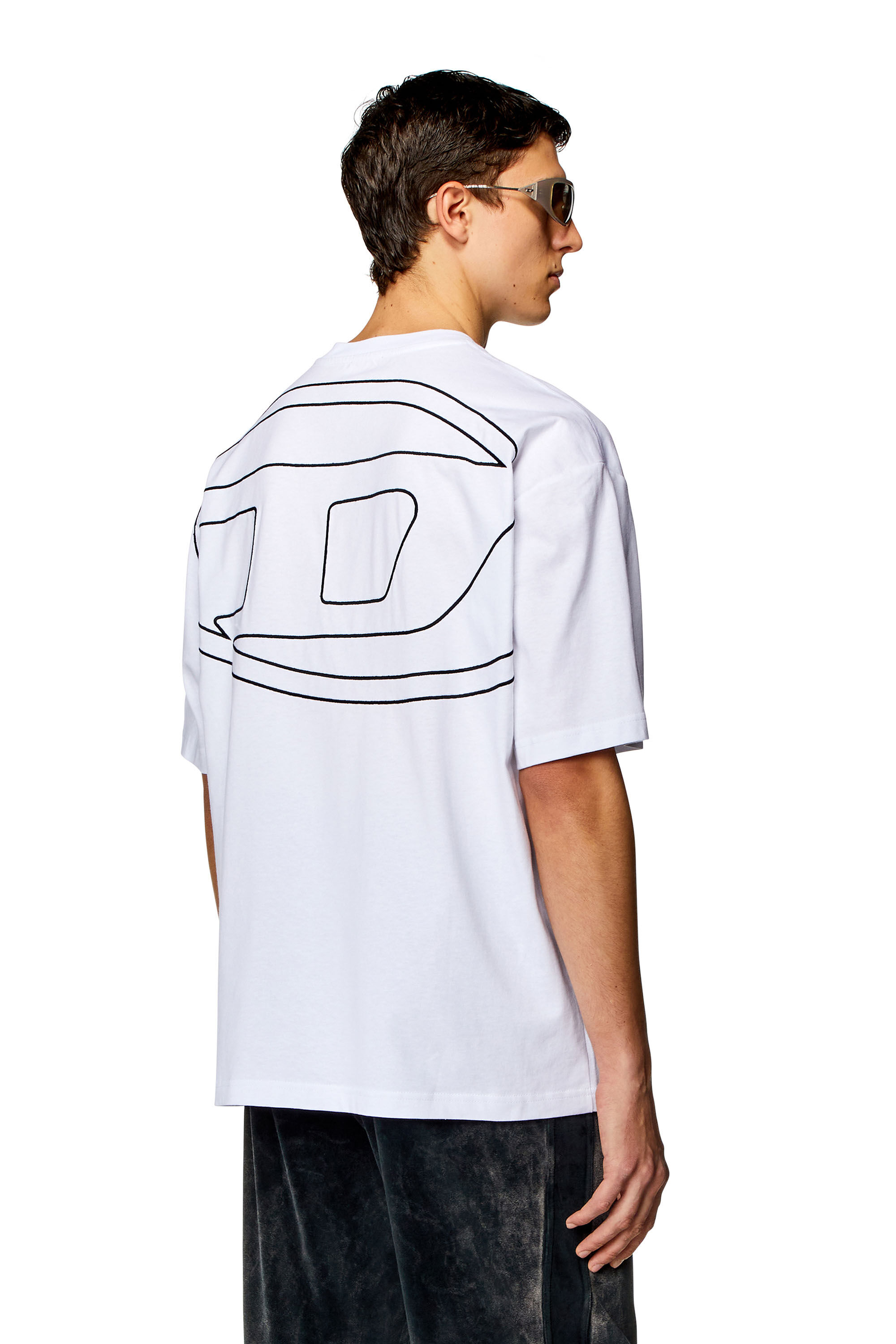 Diesel - T-BOGGY-MEGOVAL-D, Man T-shirt with maxi oval D embroidery in White - Image 3