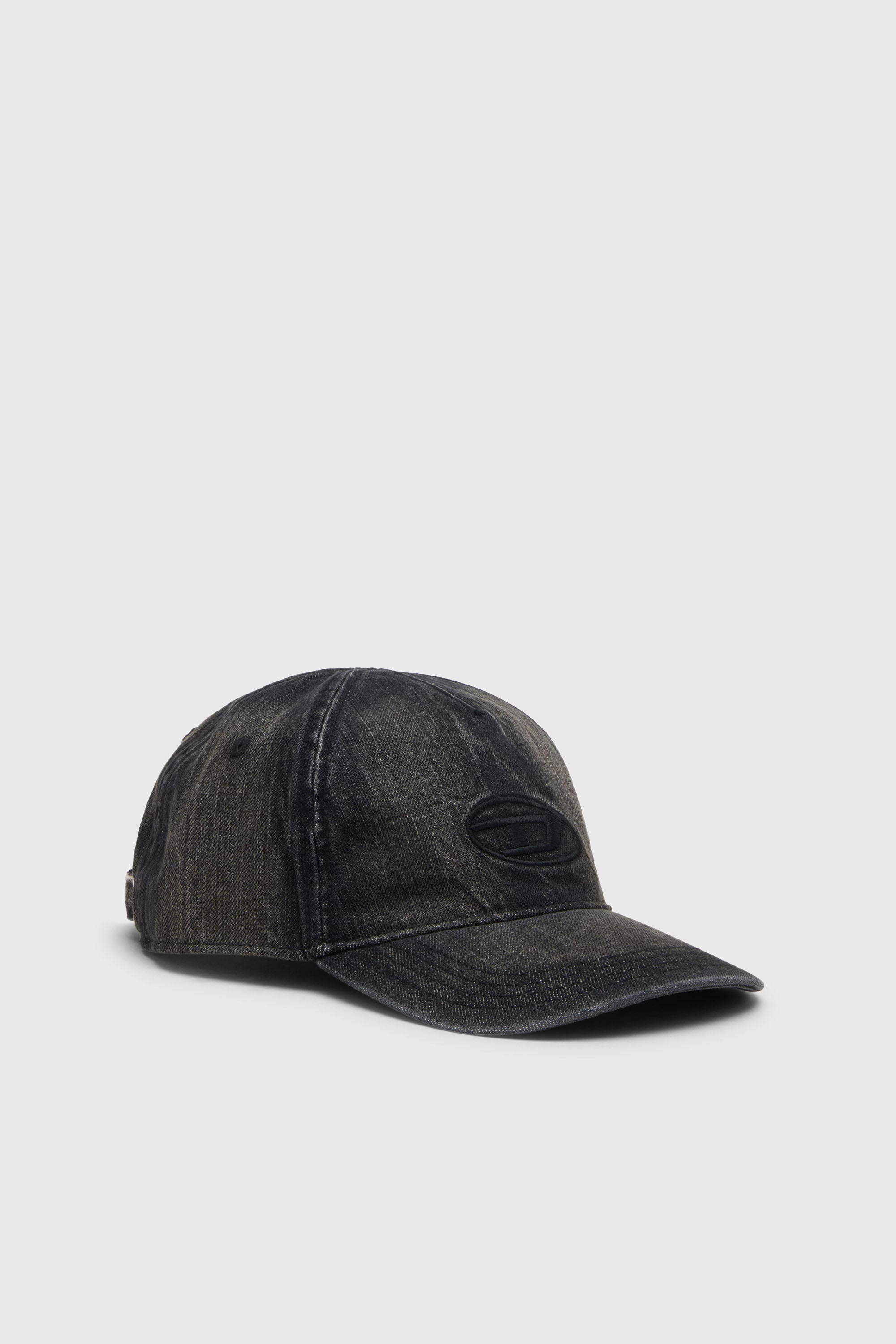 Diesel - C-ENIC, Man's Denim cap with frayed details and embroidered logo in Black Jeans - 1
