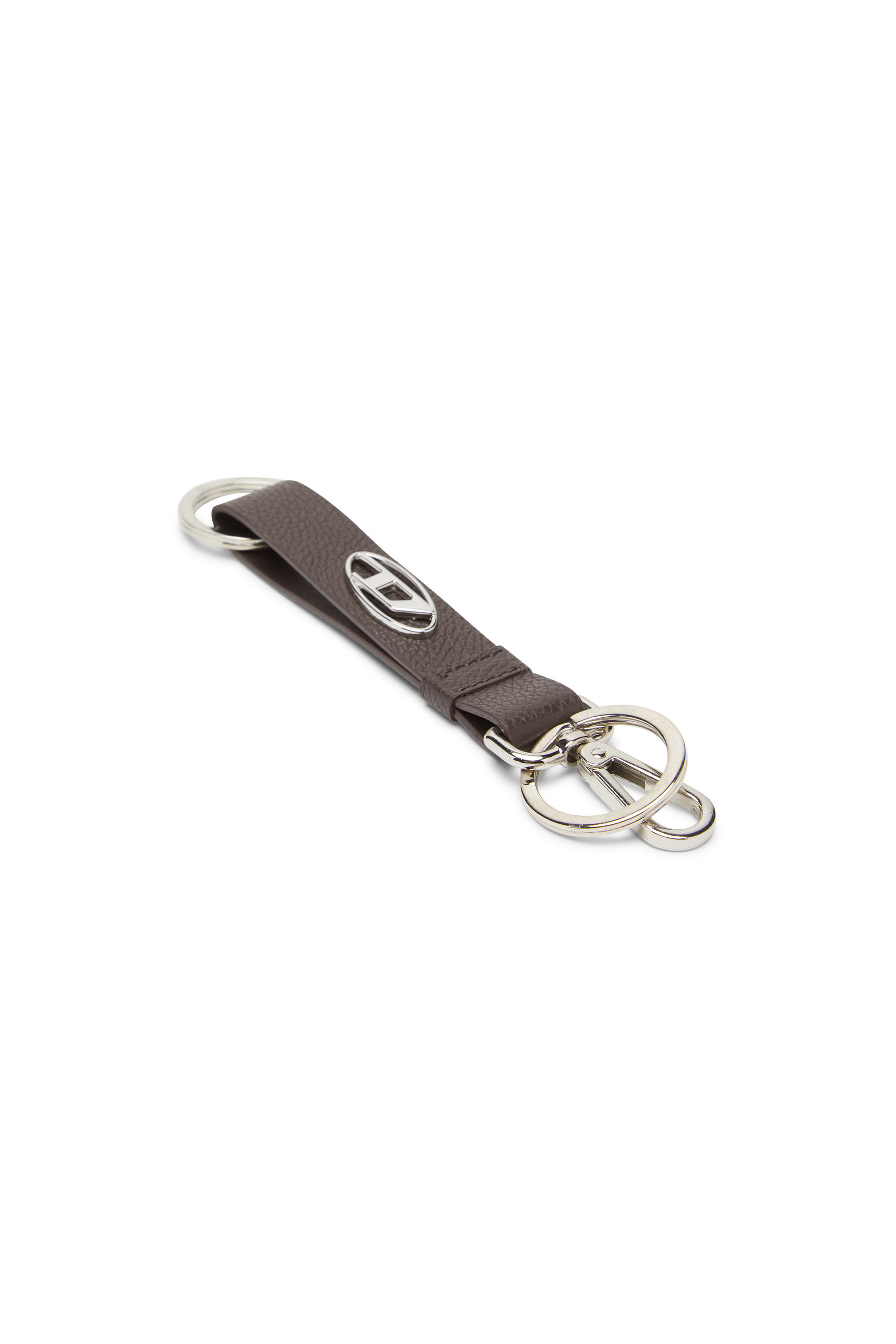 Diesel - BUSY-KEY, Man Leather keyring with logo plaque in Brown - Image 2