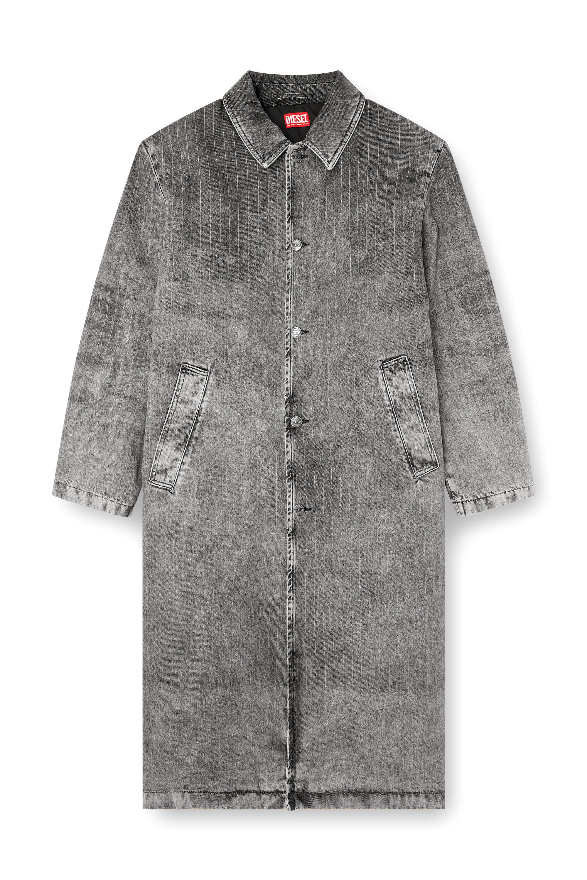 Diesel - D-JACK-S1, Man's Coat in tailoring pinstripe denim in Dark grey - 2