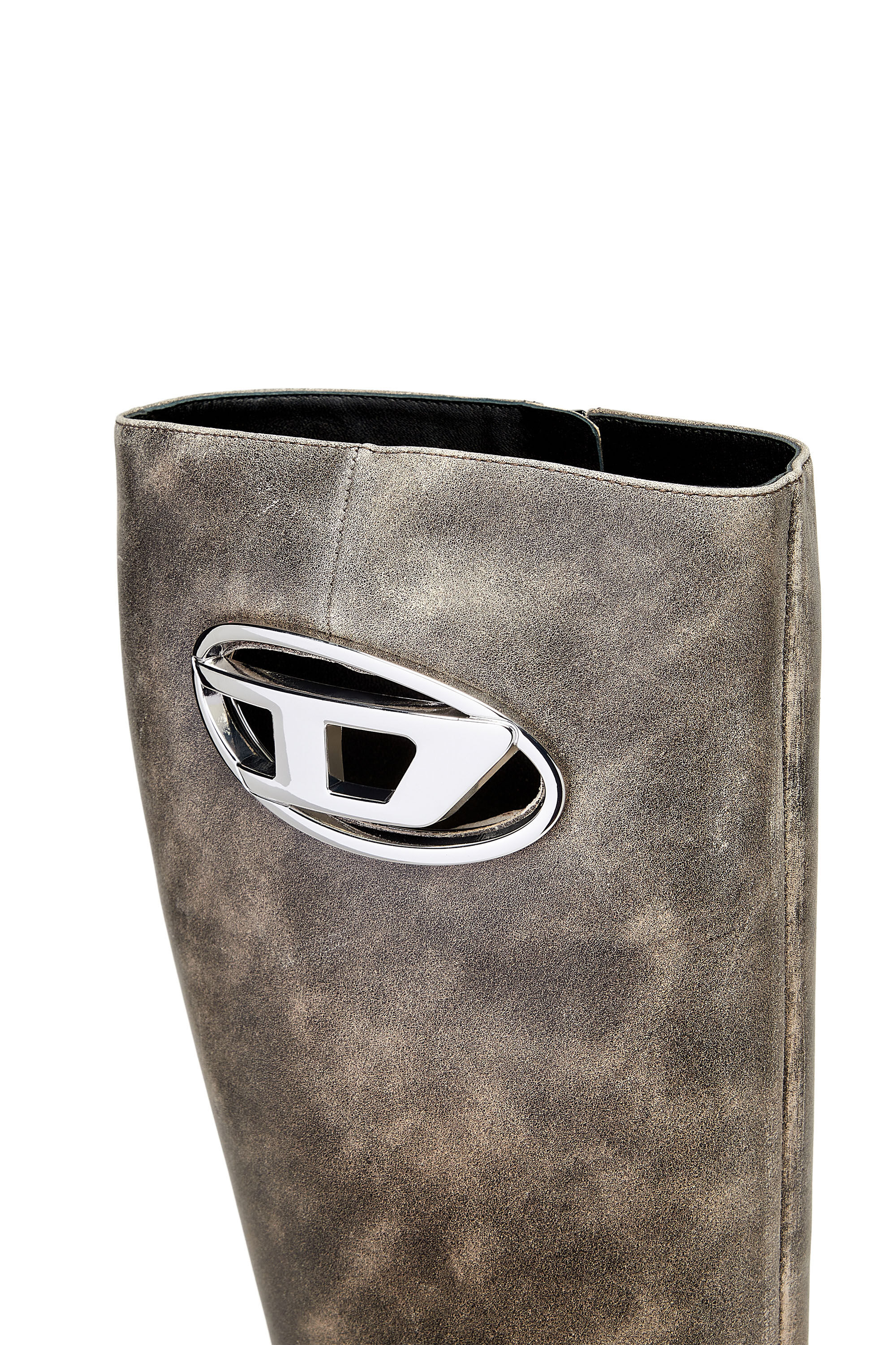 Diesel - D-VENUS HBT, Woman D-Venus HBT - Treated leather boots with oval D plaque in Brown - Image 4