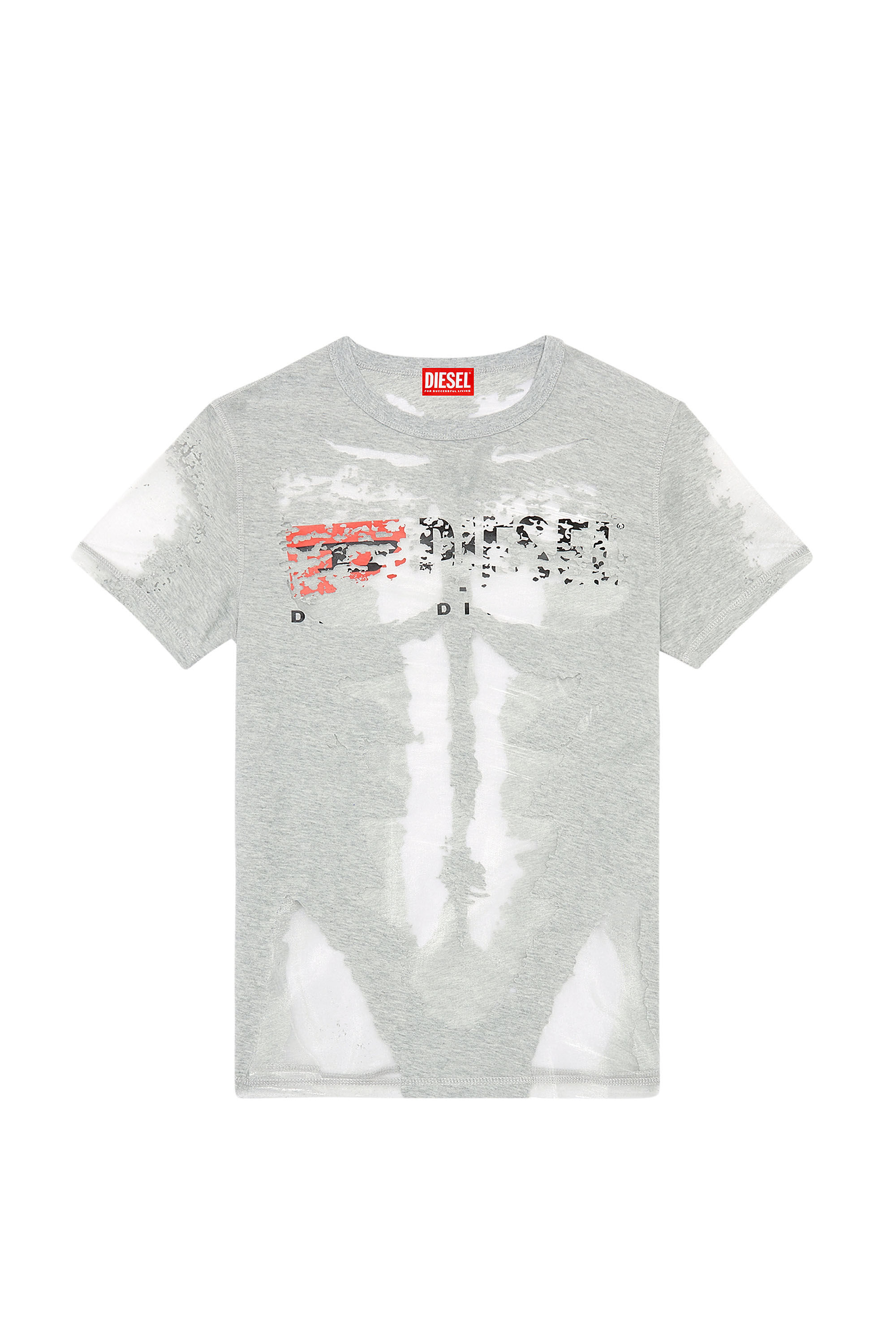 Diesel - T-ERME, Man Burnout T-shirt with sheer panels in Grey - Image 2