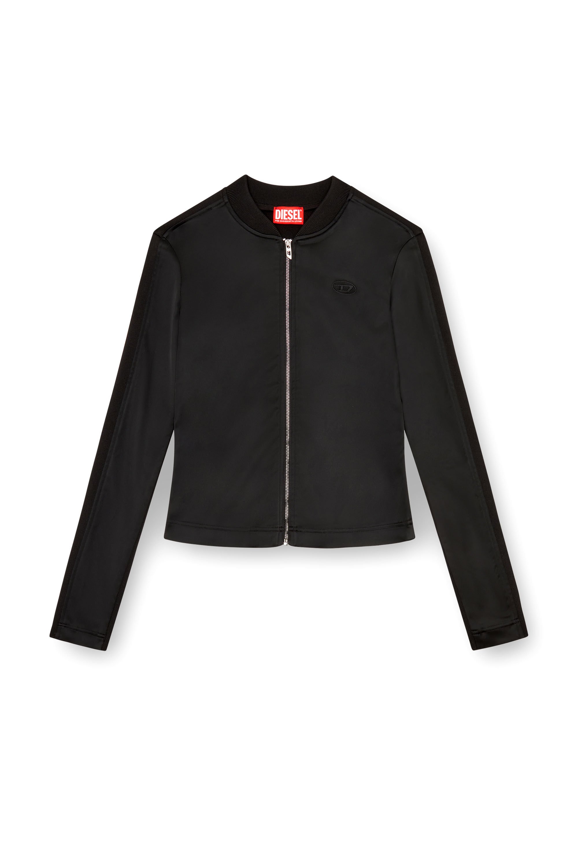 Diesel - G-OPER, Woman Rib-knit and stretch satin jacket in Black - Image 2