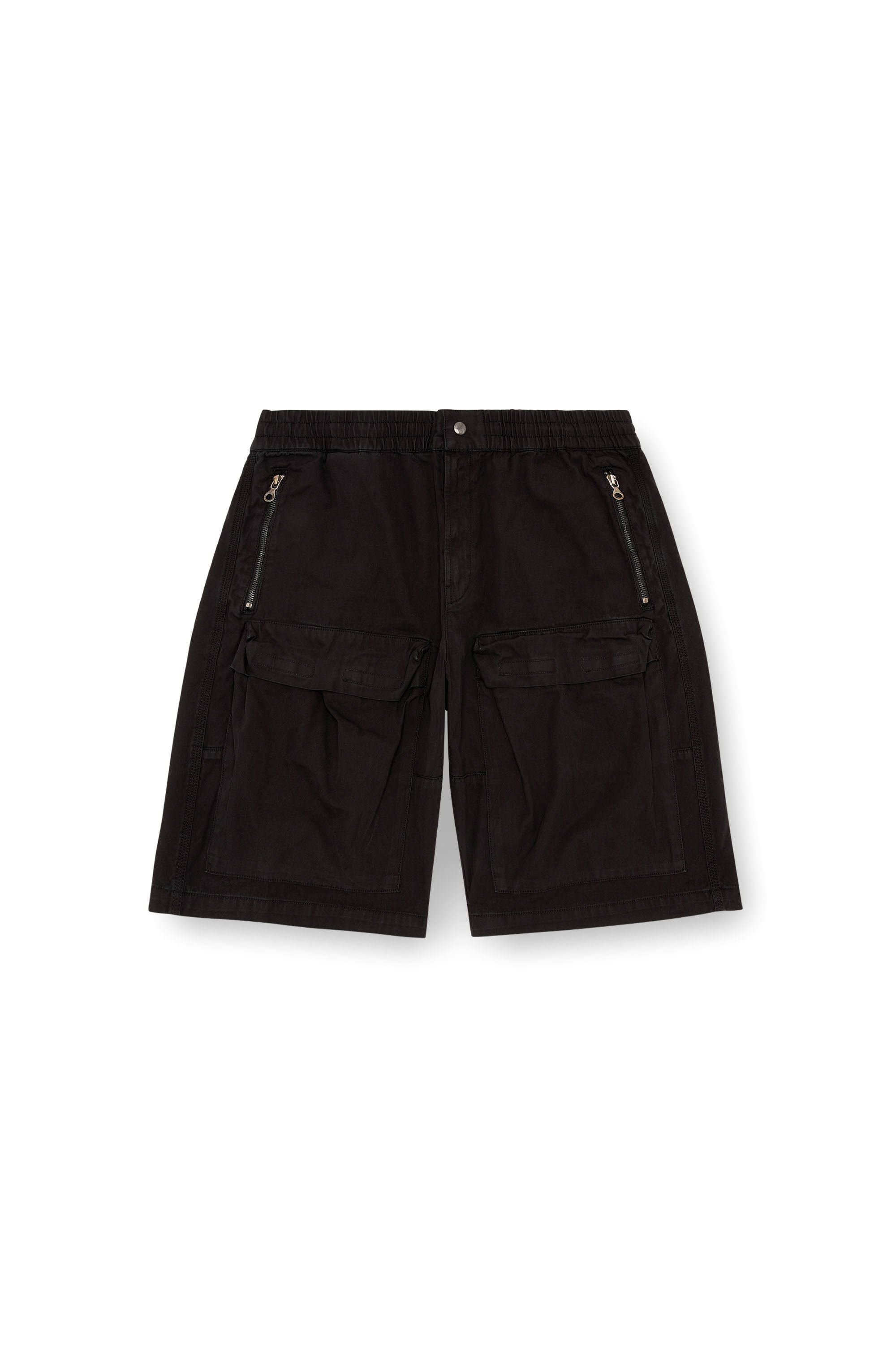 Diesel - P-BEECK-SHORT, Man Cargo shorts in faded organic cotton in Black - Image 2